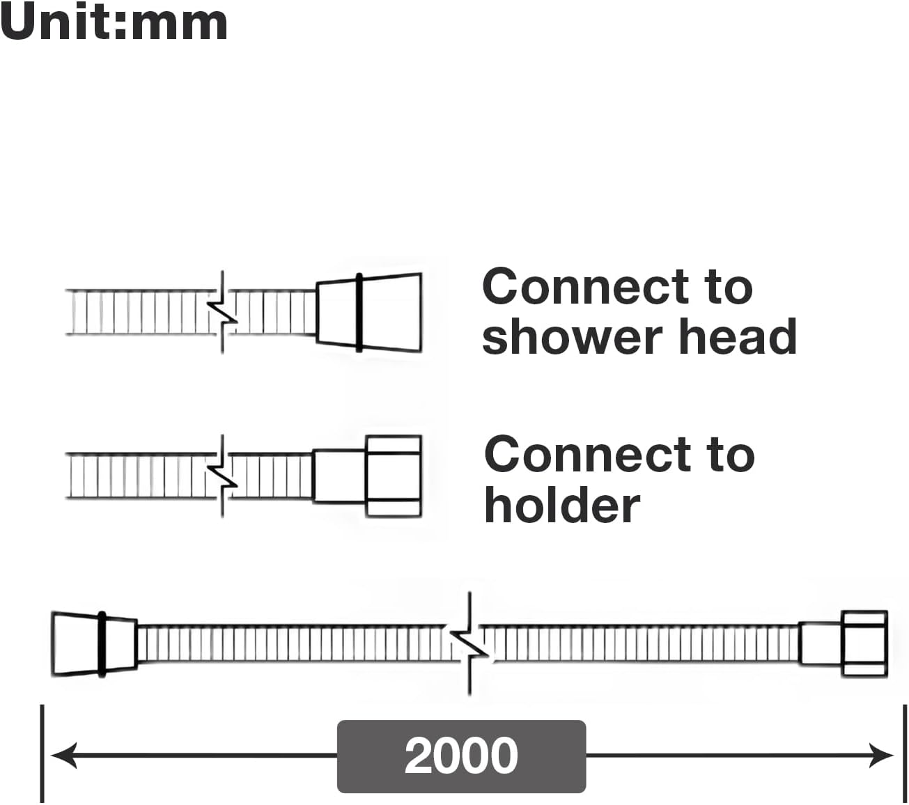 2M Shower Hose Replacement, AU Standard Stainless Steel Flexible Hose with Anti-Twist Design, Universal Fit image number 2