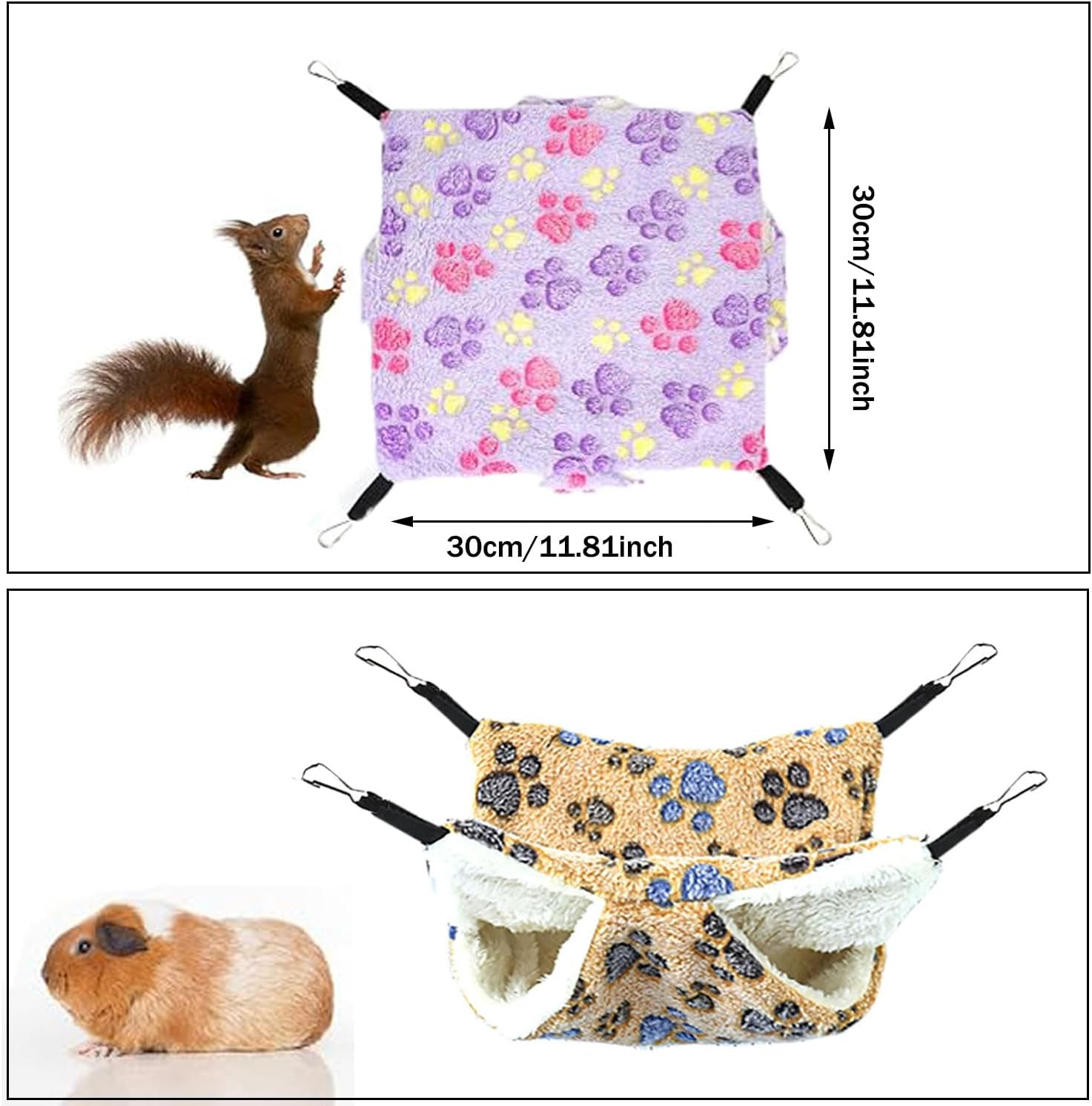Lxcshljx 2Pcs Rat Hammocks for Cage, 2 Layer Ferret Rat Hammock, Pet Hammock for Cage Accessories, Guinea Pig Hammock, Hamster Bed Mat, Chinchilla Hanging House, Small Animal Beds for Playing Sleeping image number 2