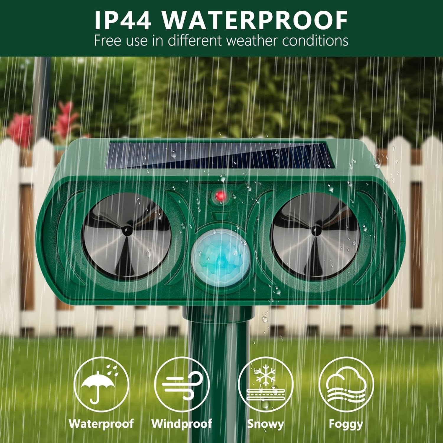 2025 Solar Ultrasonic Animal Repellent, Ultrasonic Cat Deterrents Repellent Defender Rat Squirrel Deer Raccoon Skunk Rabbit Mole Dog, Waterproof with Motion Detector for Yard Lawns Garden Orchard(1) image number 1