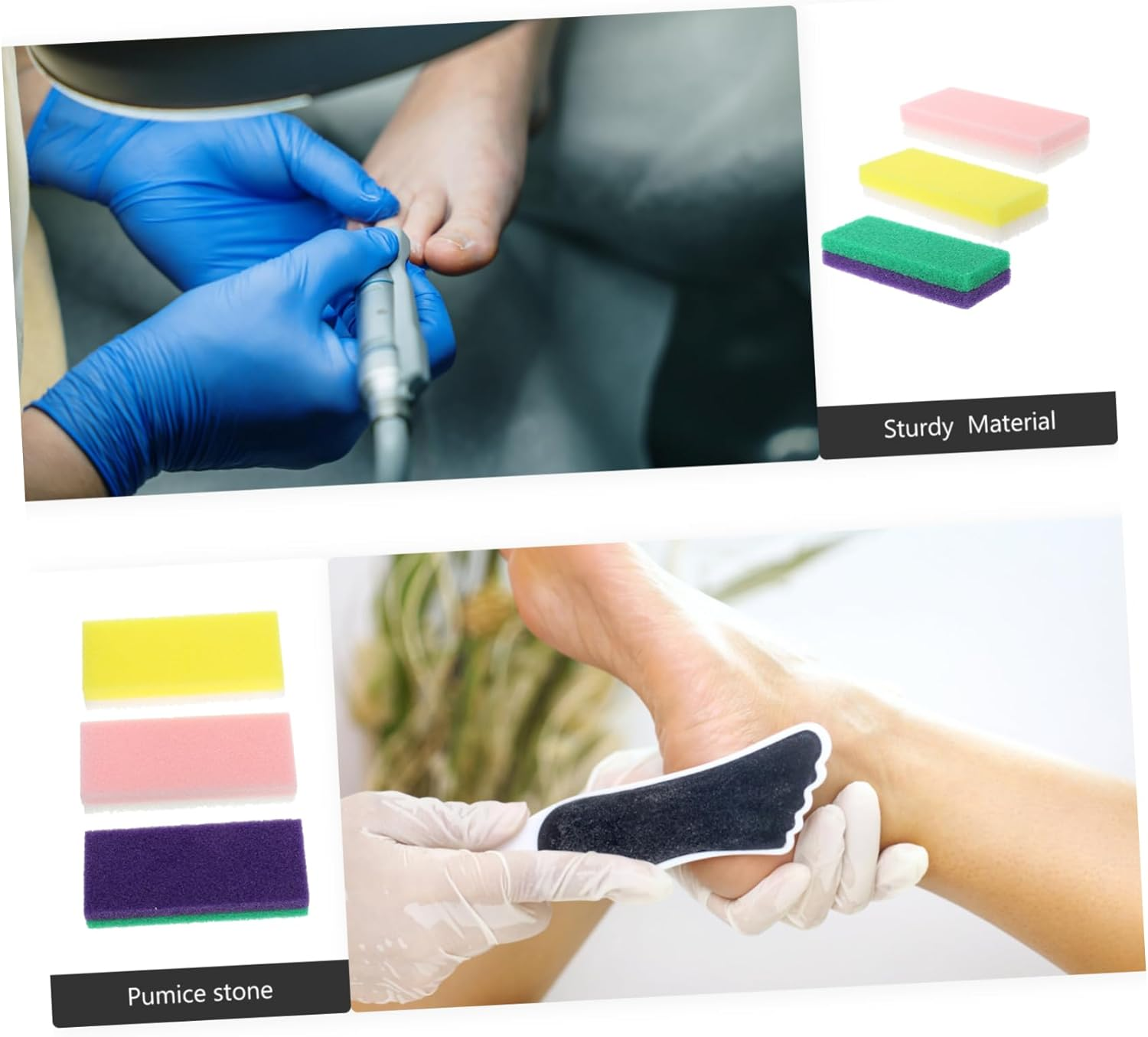 3Pcs Dual-Sided Pumice Stone Callus Remover Dead Skin Tool for Feet and Hands Exfoliating Foot Scrubber Bath Cleaning Stones Assorted Green Yellow Pink Colors image number 5