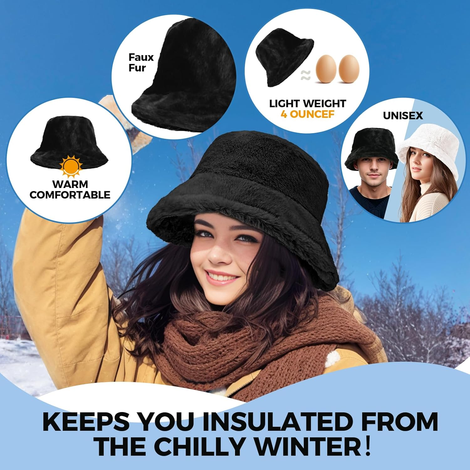 BFONS Cotton Bucket Hat Unisex for Women Men Summer Sun Beach Hat, Denim Packable Fisherman Cap for Casual Sports Trips image number 3