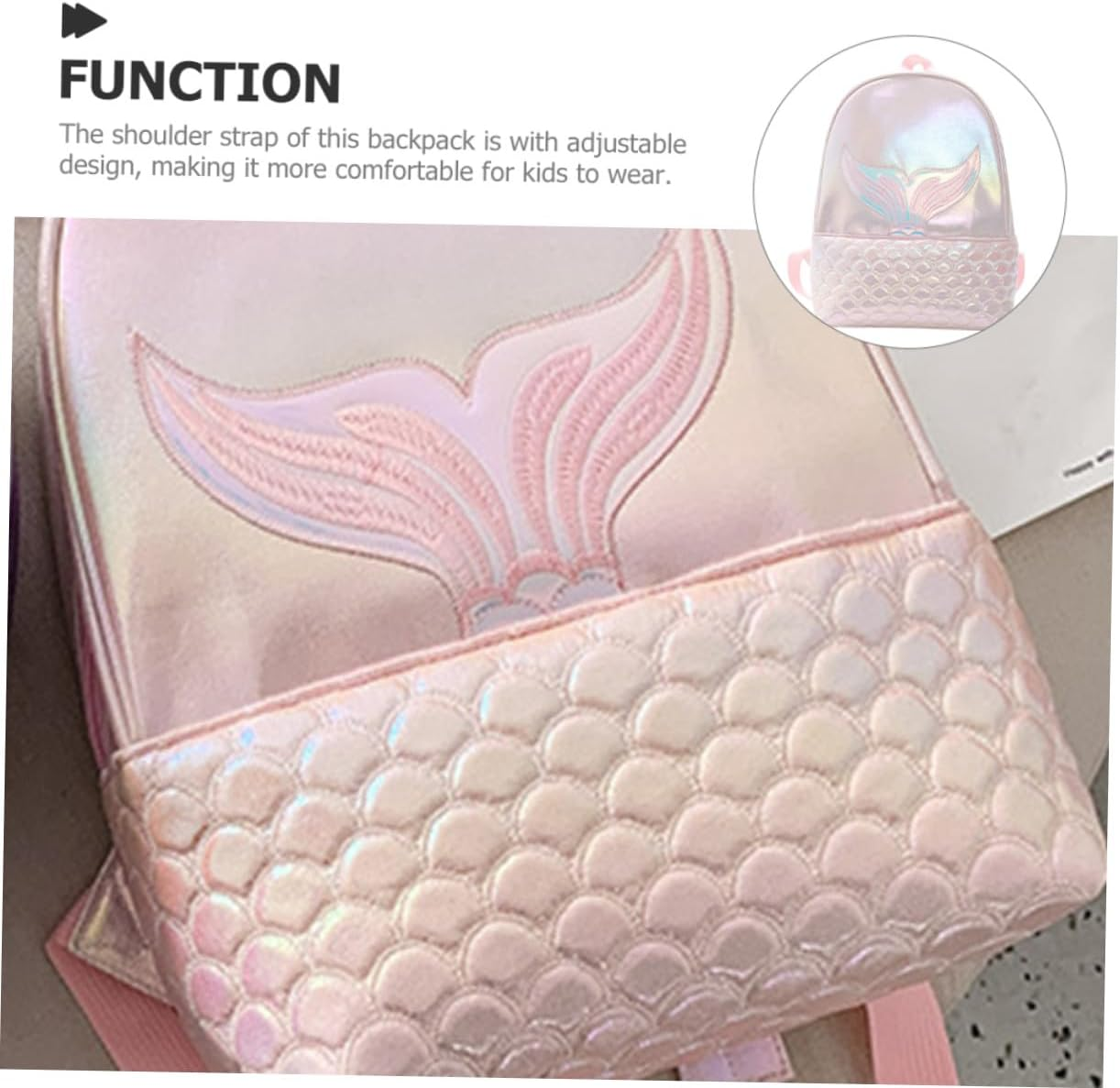 LIFKOME Adjustable Straps Mermaid School Backpack for Cute Pink Elementary Travel Bag Spacious Bookbag for Dance Shopping and Daily Use image number 3