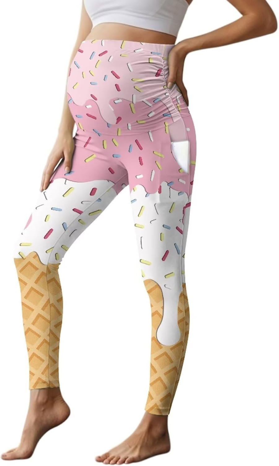 AFPANQZ Maternity Leggings Pregnant Pants over the Belly with Pockets High Waisted Stretch for Workout Tights Yoga Sweatpants