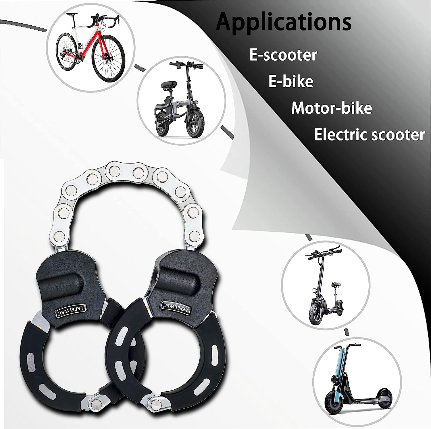 Scooter Lock,Bike Chain Lock,Electric Scooter Locks anti Theft for Electric Scooter Segway,Ninebot,Xiaomi, Razor and Bicycle Lock Cable Accessories, (Lfw_Lock) - Chain Lock image number 3