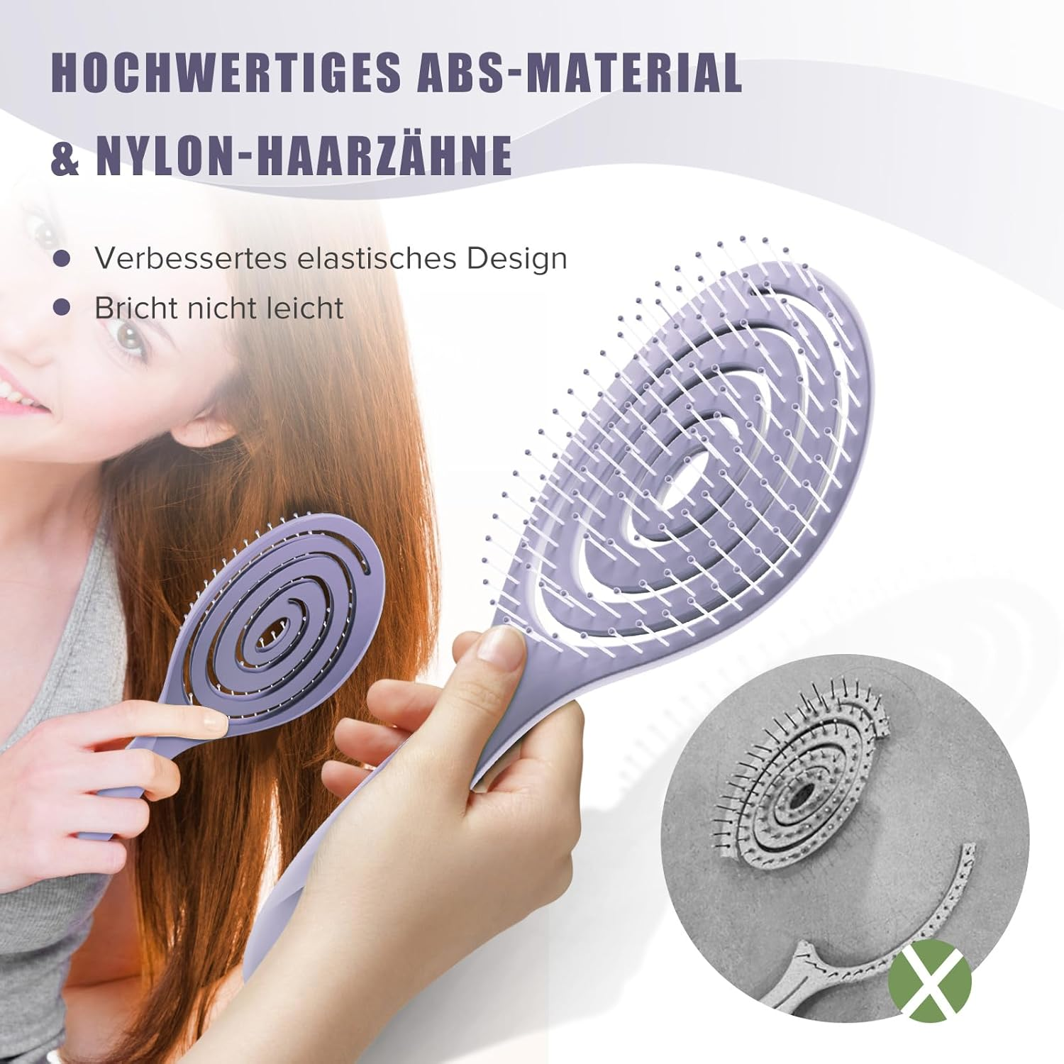 SHINLEA Hair Brush without Pulling, Scalp Massage Brush, Detangler Brush for Women, Men & Children, Detangling Brush Also for Curls and Long Hair (Purple)