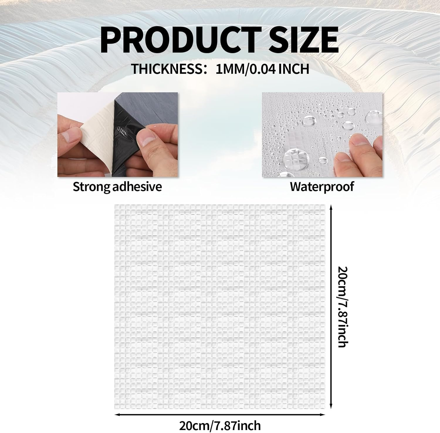 4Pcs Pond Liner Repair Patch, 8X8 Inch Butyl Rubber Aluminum Foil Pond Liner Patch Kit Self-Adhesive Thickened Seam for Garden Pool Repair Roof Protections image number 5