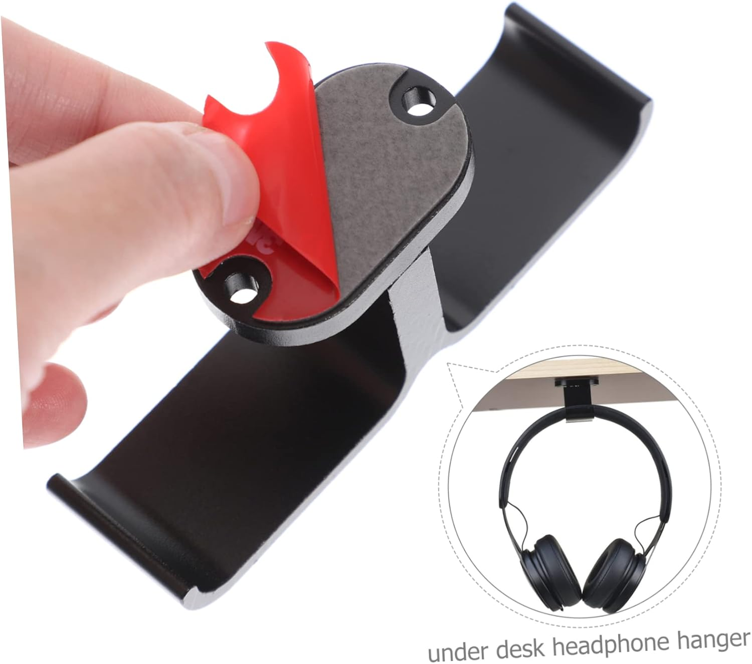 STOBOK under Desk Headphone Stand Dual Headset Hook with Rugged Construction Adhesive Screw Fixing for Home Office and Internet Cafes Space Saving Design image number 1