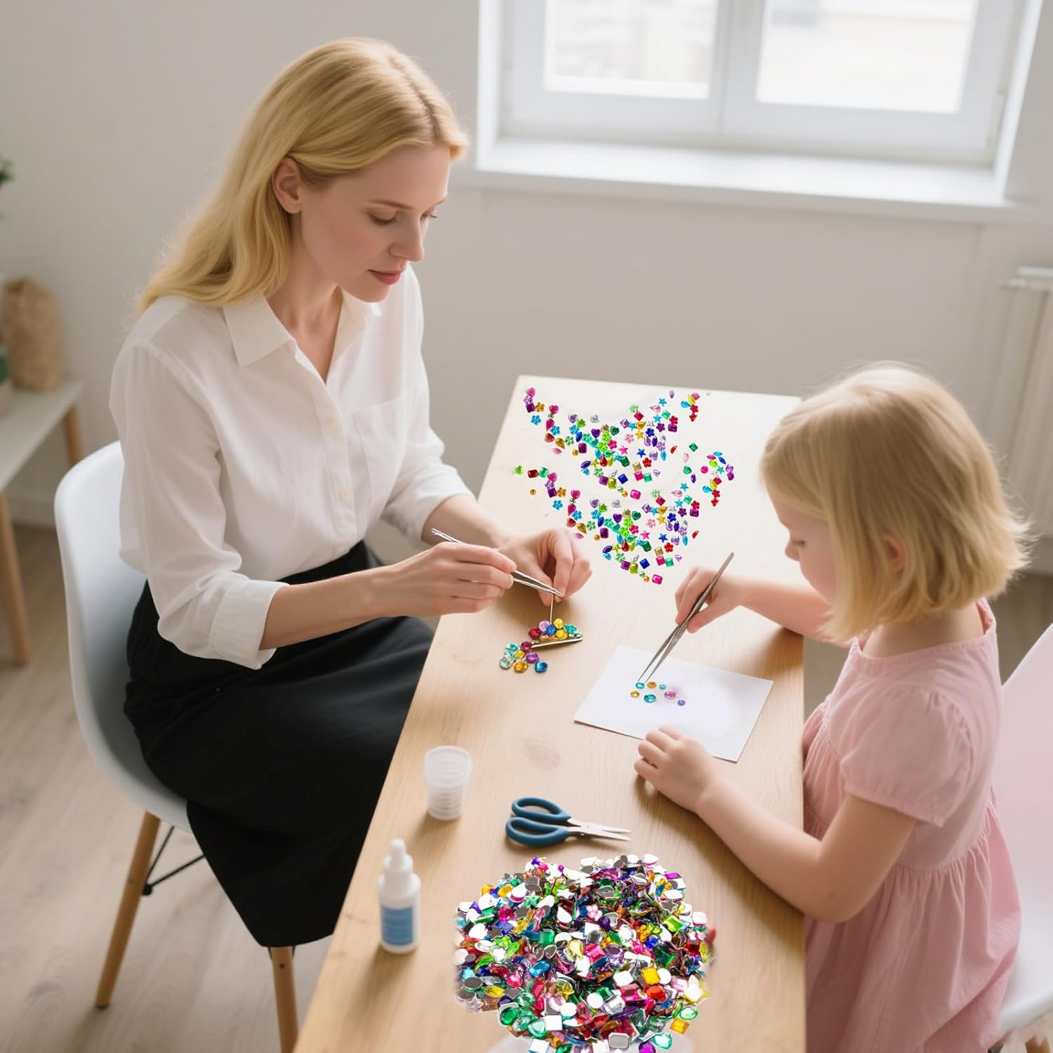 1200 Pieces Acrylic Rhinestones Colourful Gemstones Set Glitter Artificial Gemstones Multicoloured Mix Shape for Crafts, DIY, Party Events, Pirate Treasure image number 4