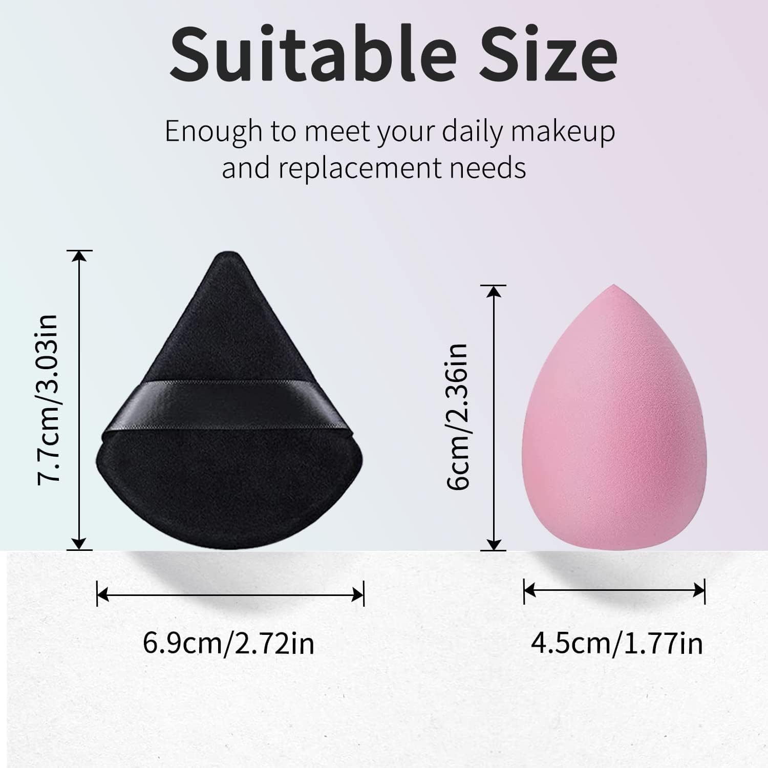 WSYUB Blenders Sponge& Powder Puff, 2Pcs Beauty Makeup Sponge for Blending and 4Pcs Black Triangle Velvet Powder Puff image number 2