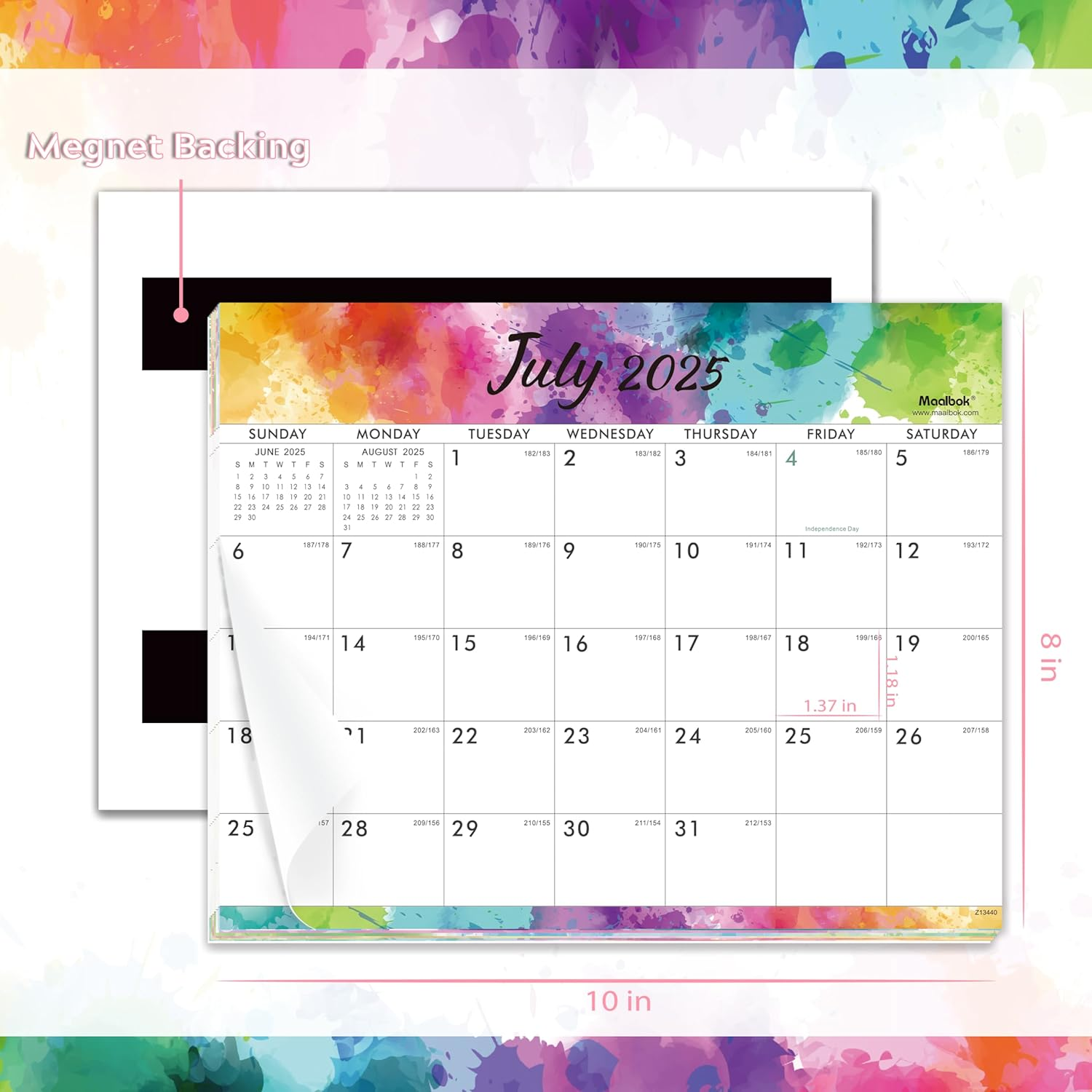 Magnetic Calendar 2025-2026 - JUL 2025 - DEC 2026, 18 Months Calendar 2025-2026, Magnetic Monthly Calendar, 8" X 10", Tear-Off Pad image number 1