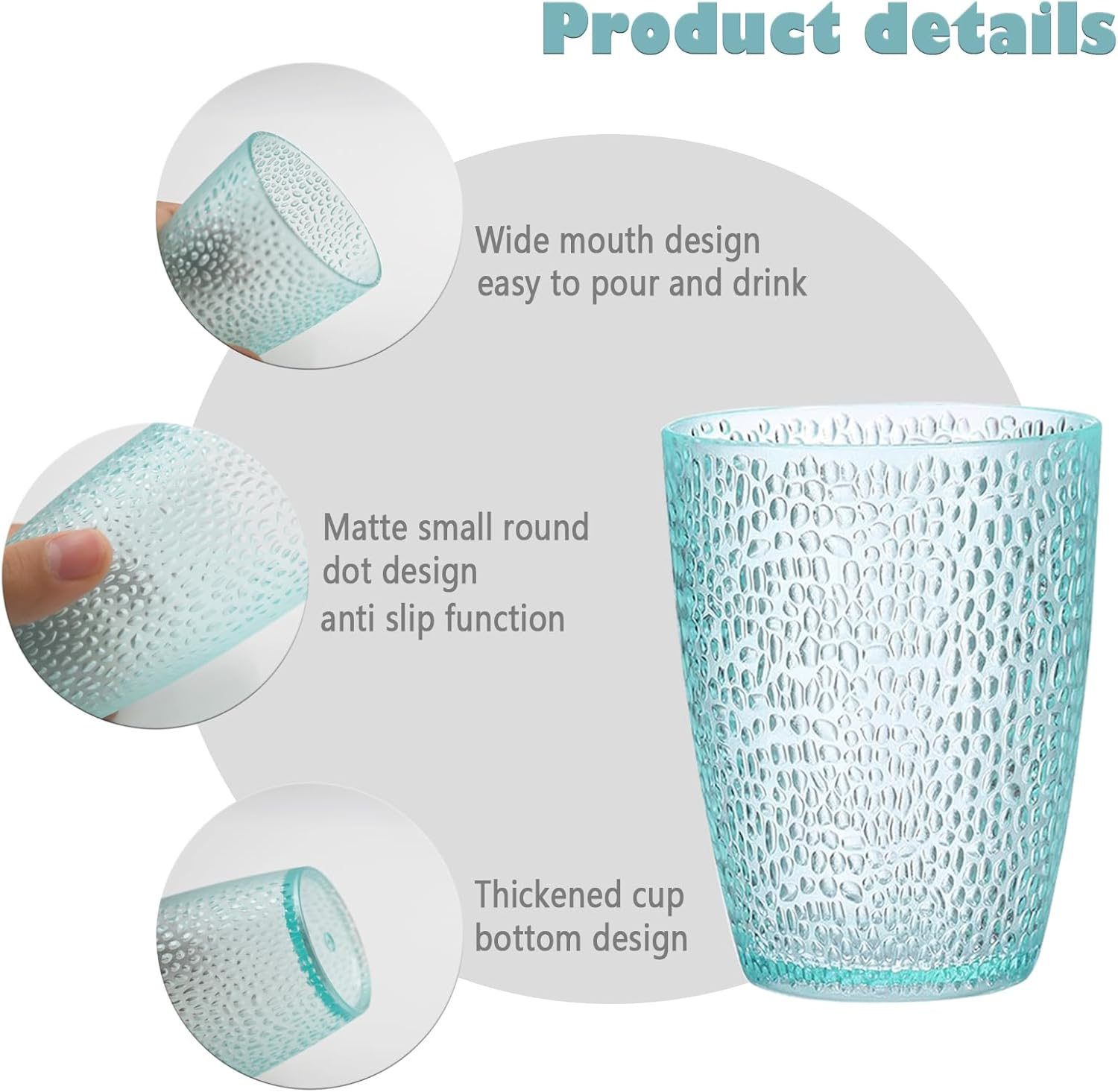 4 PCS Colored Plastic Drinking Glasses, Reusable Acrylic Drinking Cups, Stackable Beverage Cup, Unbreakable Water Tumblers, BPA Free, Dishwasher Safe, 290 ML/10 OZ image number 4