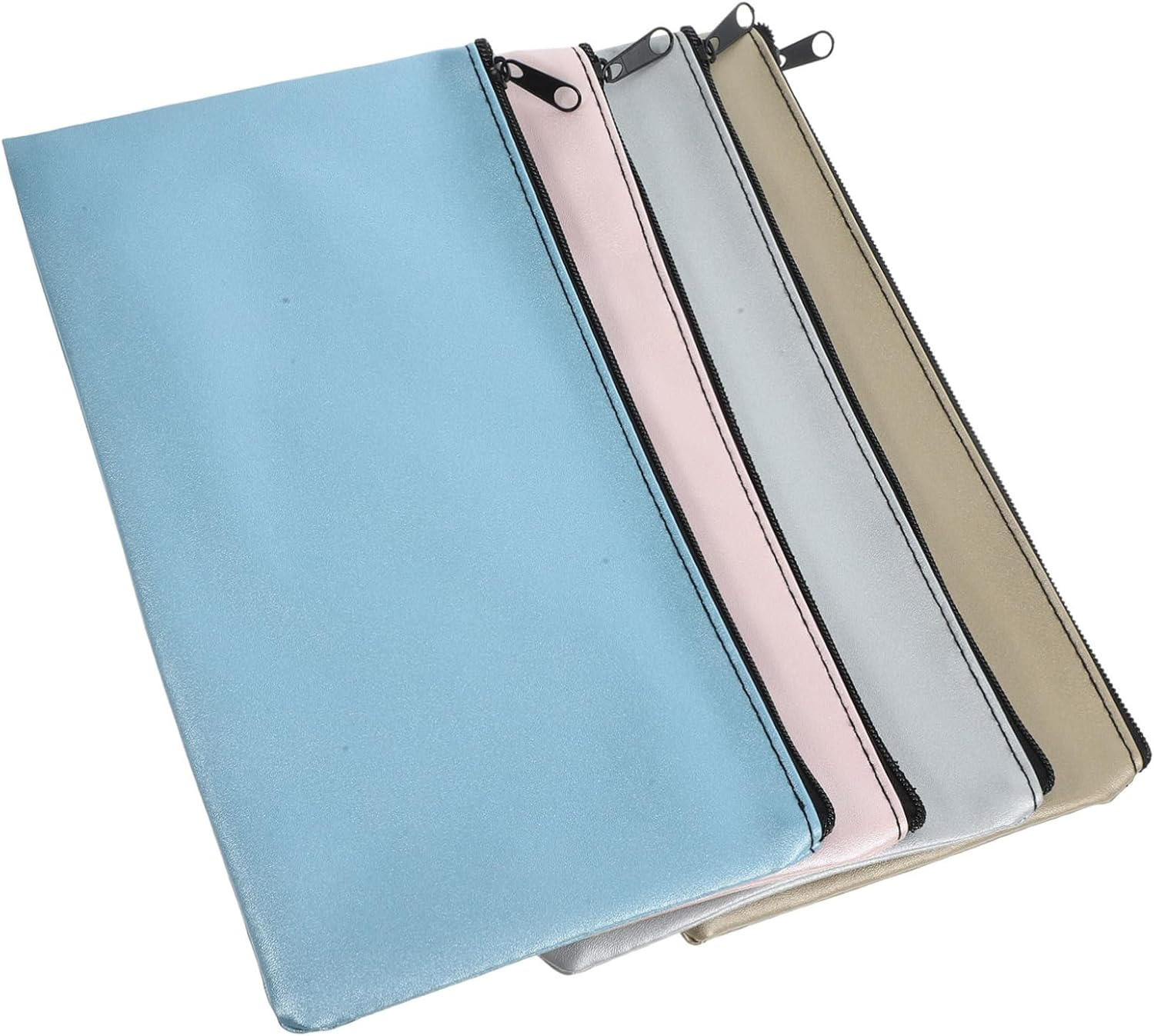 HOUDERCO 4Pcs Cash Pouch with Zipper Stylish PU Organizer for Documents Money Convenient Travel Wallet for Women Multi Purpose Storage for Cards Passports More image number 2