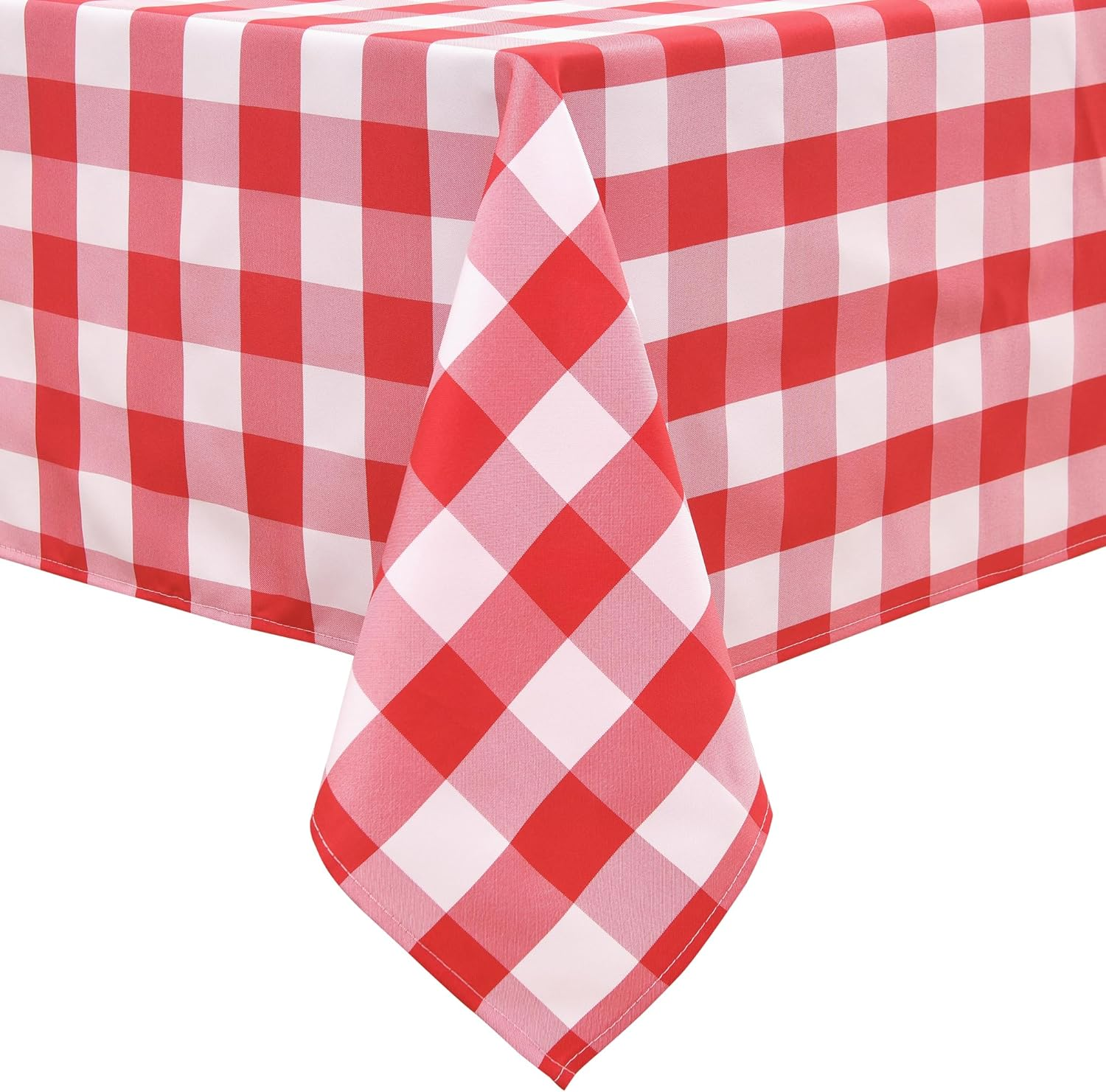 DWCN Checkered Tablecloth Rectangle - Waterproof & Wrinkle Resistant Washable Fabric Table Cover Checkered Table Cloth for Dining Table, Picnic and Party, 137 X 203Cm, Black and White