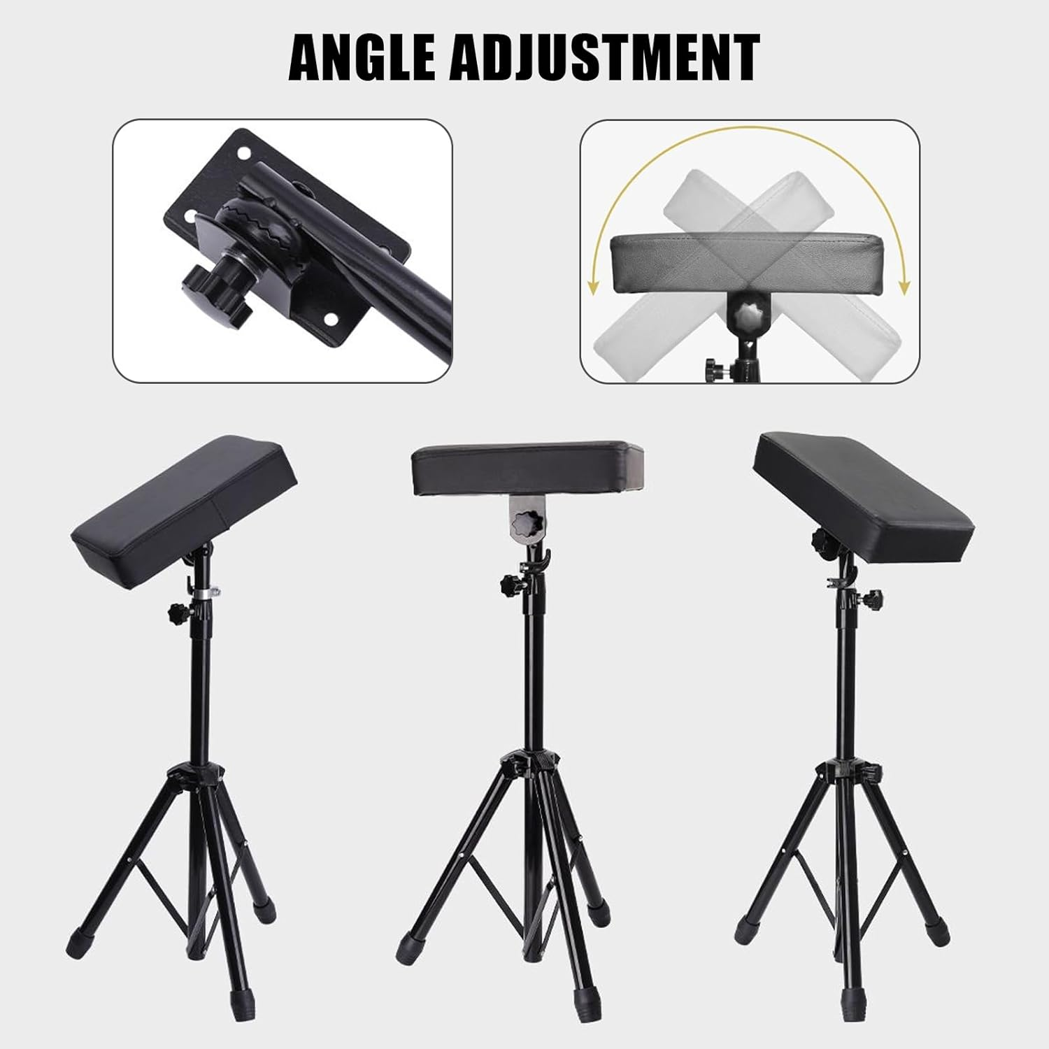 TONBAO Tattoo Armrest with Tray - Height and Tilt Adjustable Folding Arm Rest, Black Leather Pad for Tattoo Studio image number 5