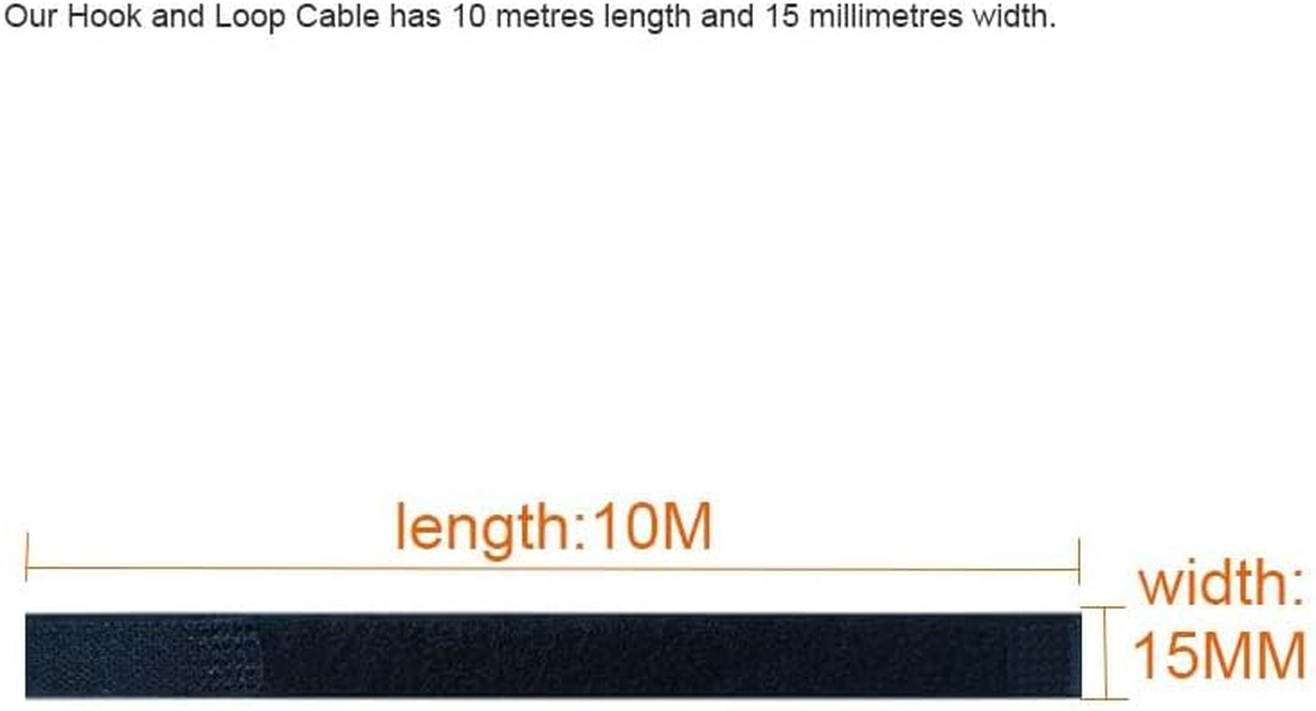 Reusable Fastening Cable Ties Hook and Loop Cable Straps Adjustable Cord Ties for Cable Management Cord Wrap Straps (Black,10M) image number 3