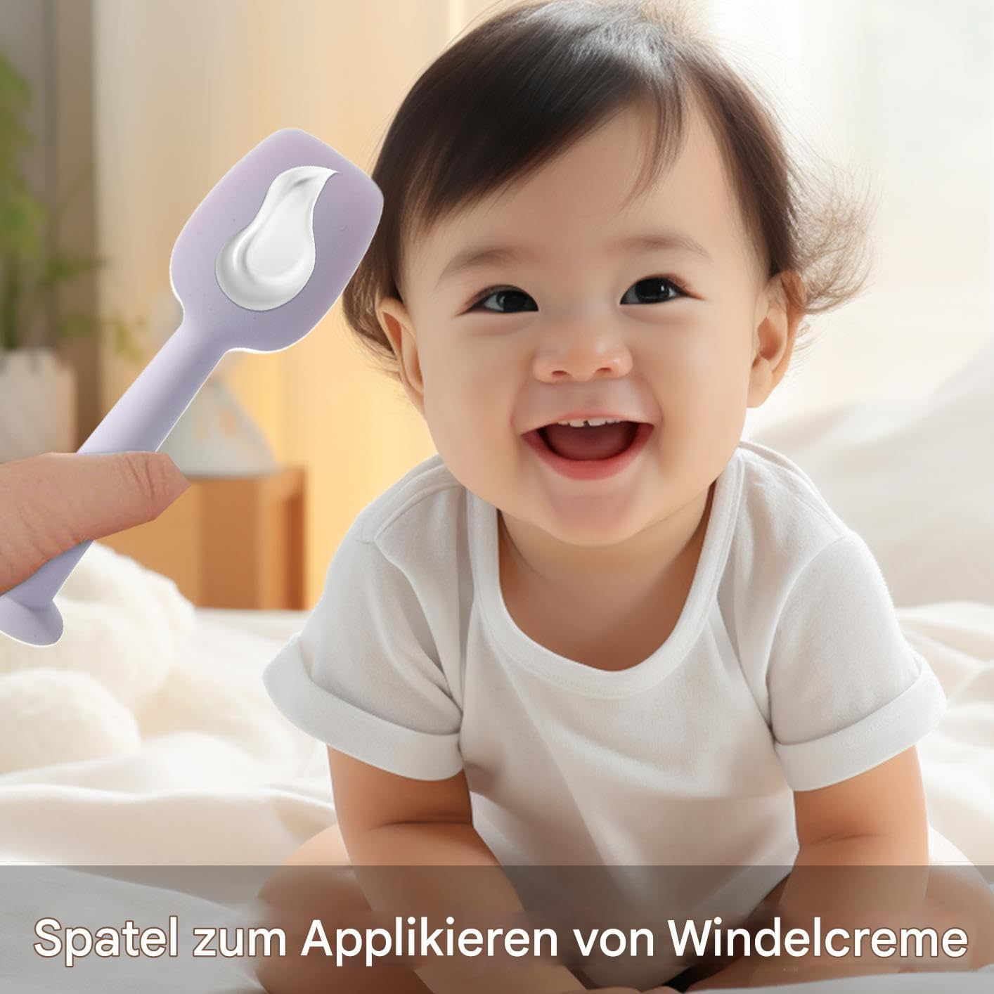 Baby Spatula for Nappy Cream, Baby Nappy Cream Spatula with Suction Base, Portable Flexible Applicator for on the Go Baby Bath and Childcare - Green image number 7