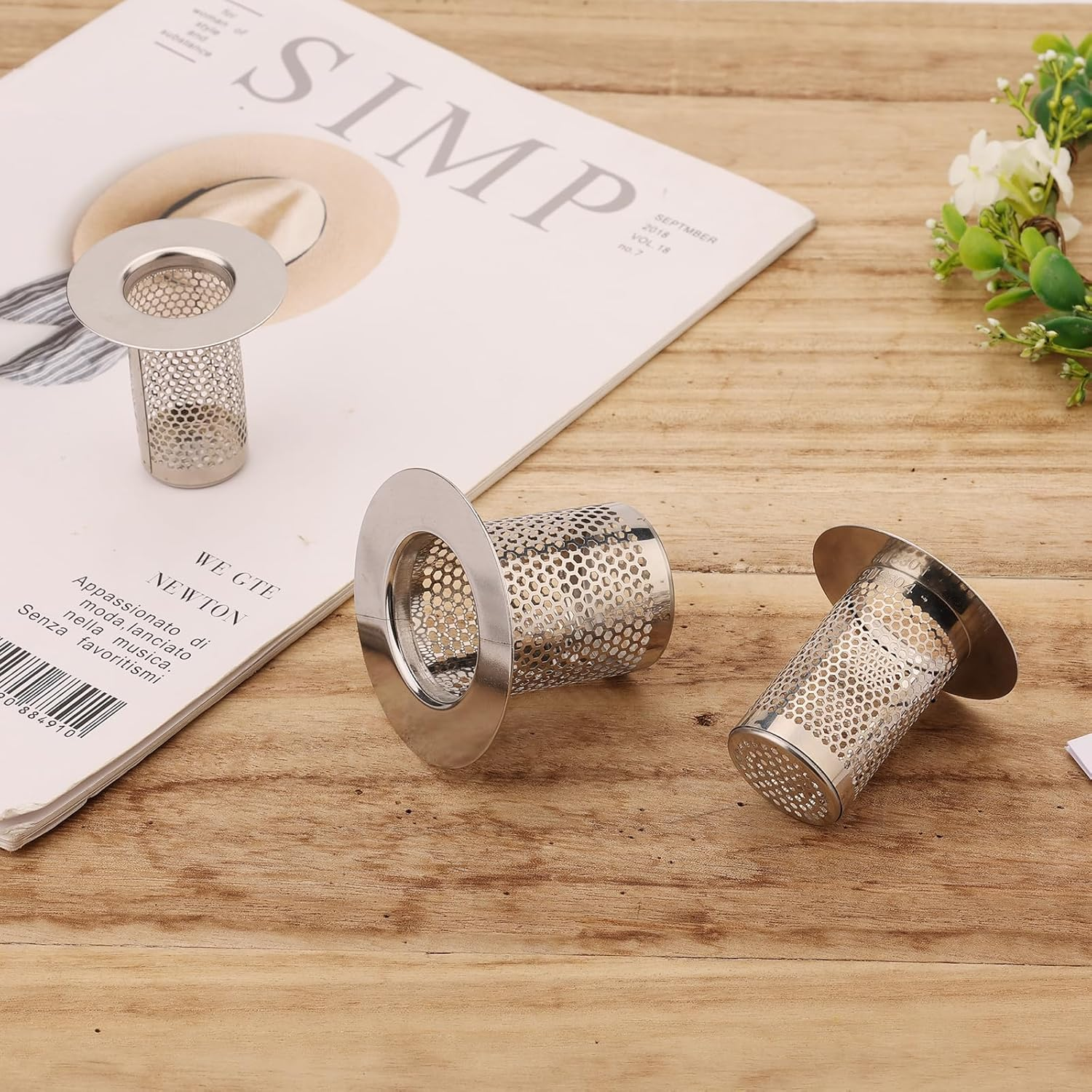 SAVITA 3Pcs Bathtub Drain Cover, Hair Catcher Shower Drain Stainless Steel Hair Catcher Hair Strainer Shower Drain Filter for Sink Strainer, Bathtub, M, B35048 image number 5