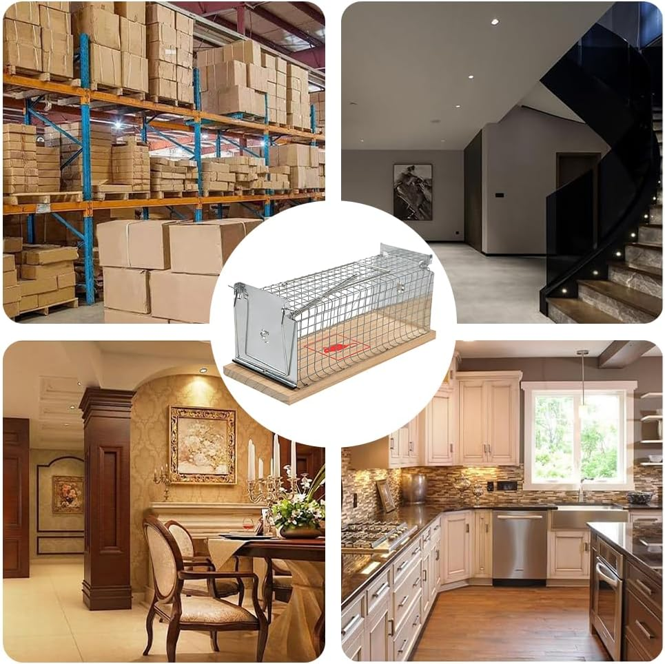 2 Pack Rat Trap Live,Mouse Rodent Trap,Live Mouse Cage,Small Rat Cage,Iron Rat Cage,For Indoor and Outdoor Vole Hamsters, Live Traps and Ready Release image number 2