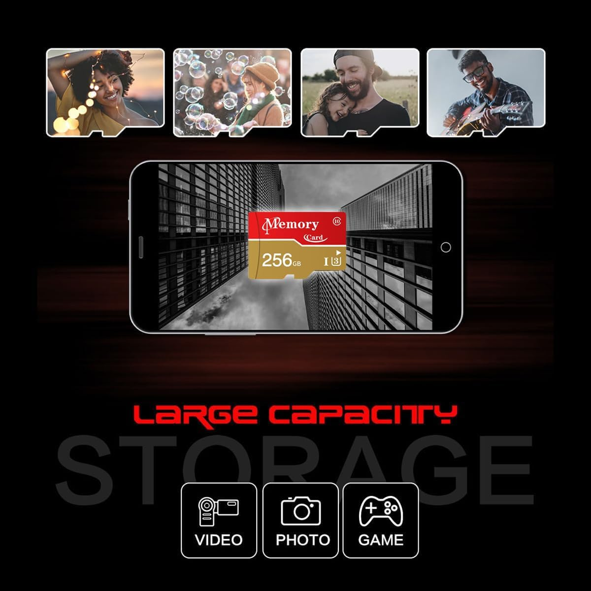 256GB 2 Pack Microxc Card Memory Card A2, UHS-I U3, V30, 4K, Micro Card,Full HD Microsd for Dashcams, Cams, Monitoring image number 1