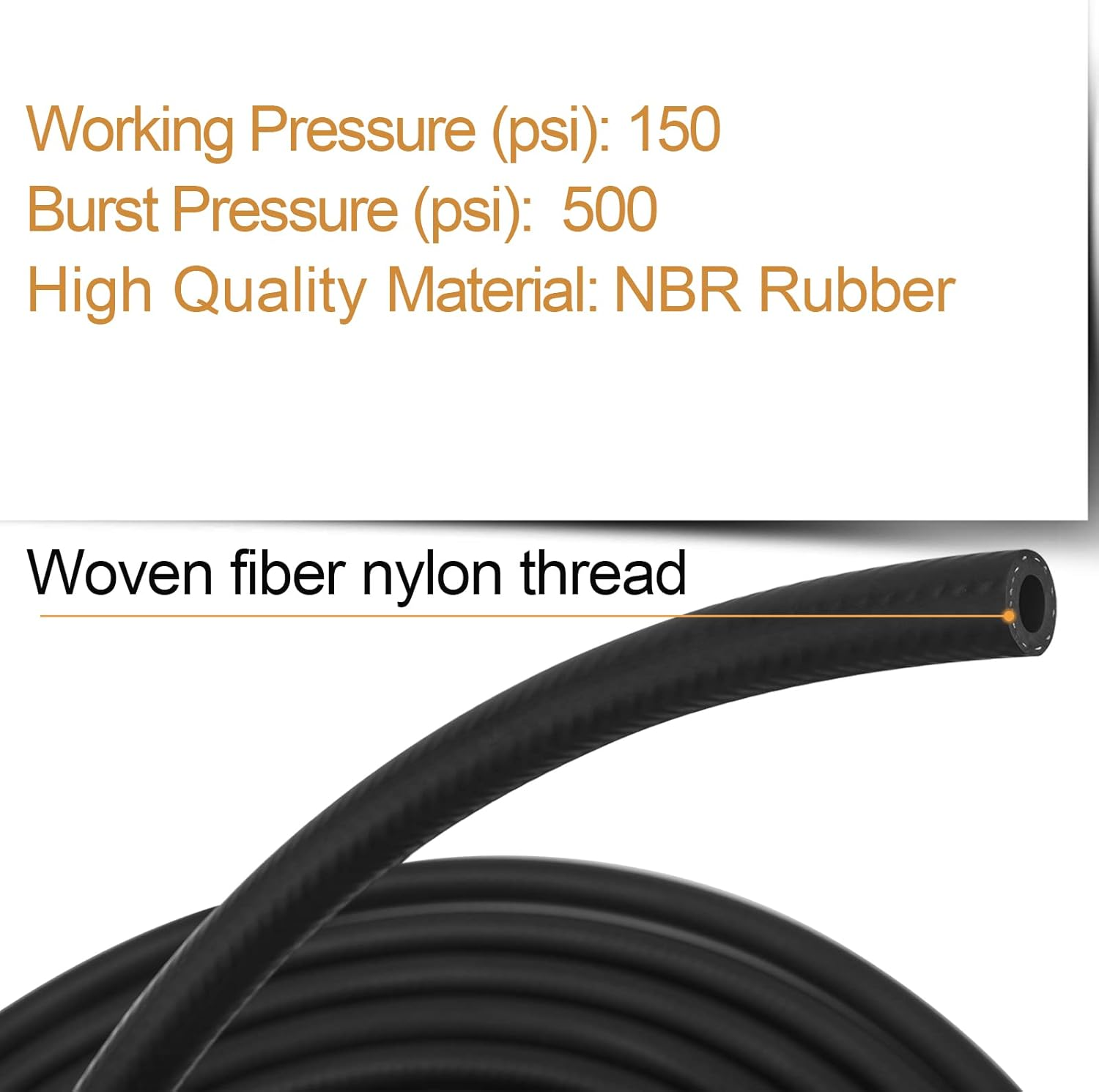 5/16" ID Fuel Line Hose SAE 30R7, 150 Psi 10' Length Fuel Hose