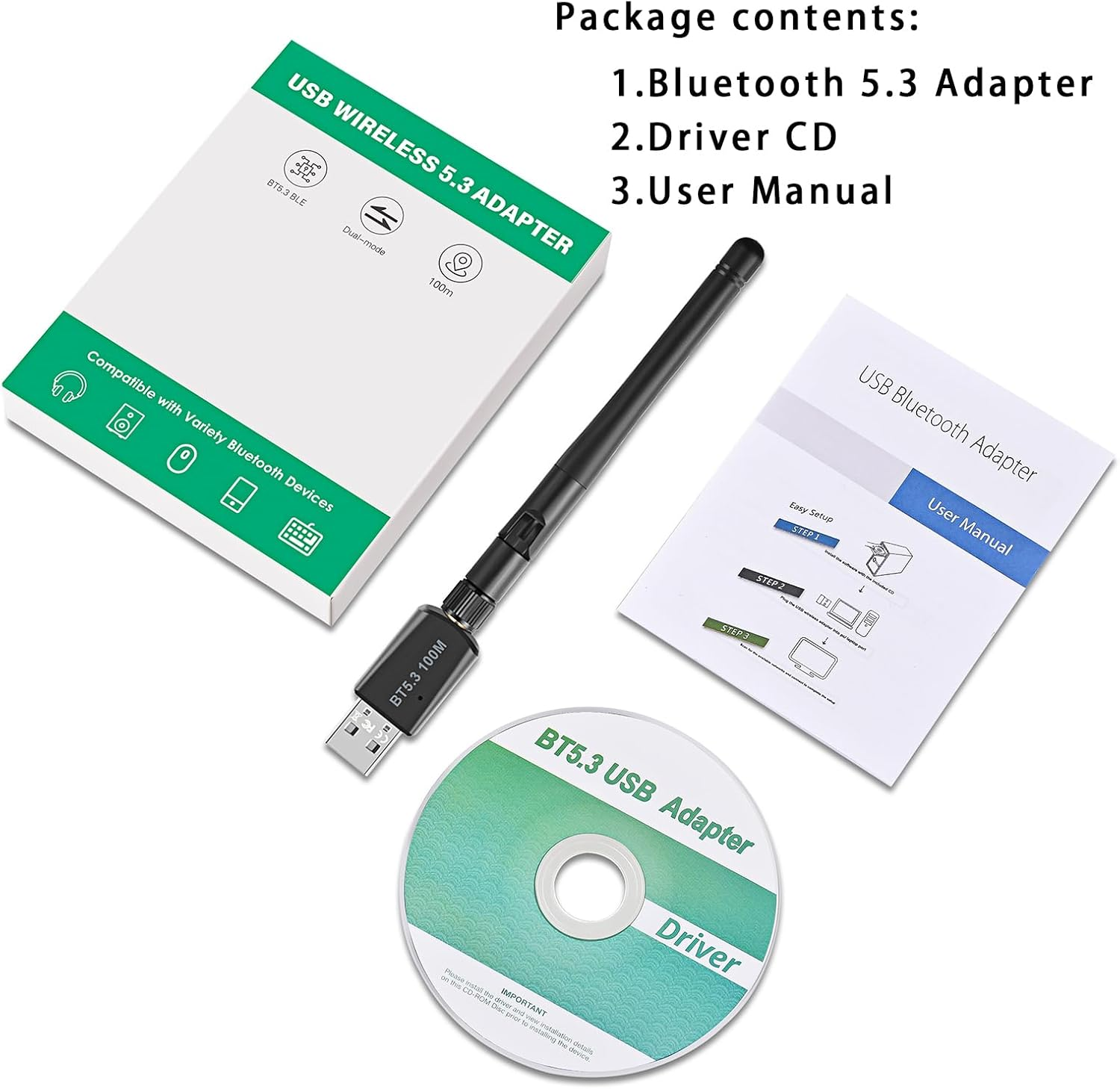 Super Long Range Bluetooth 5.3 Pro USB Adapter for PC Supports Windows 11/10/8.1/7, 5.3+EDR Bluetooth Wireless for Desktop, Laptop, Printers, Keyboard, Mouse, Headsets, Speakers image number 3