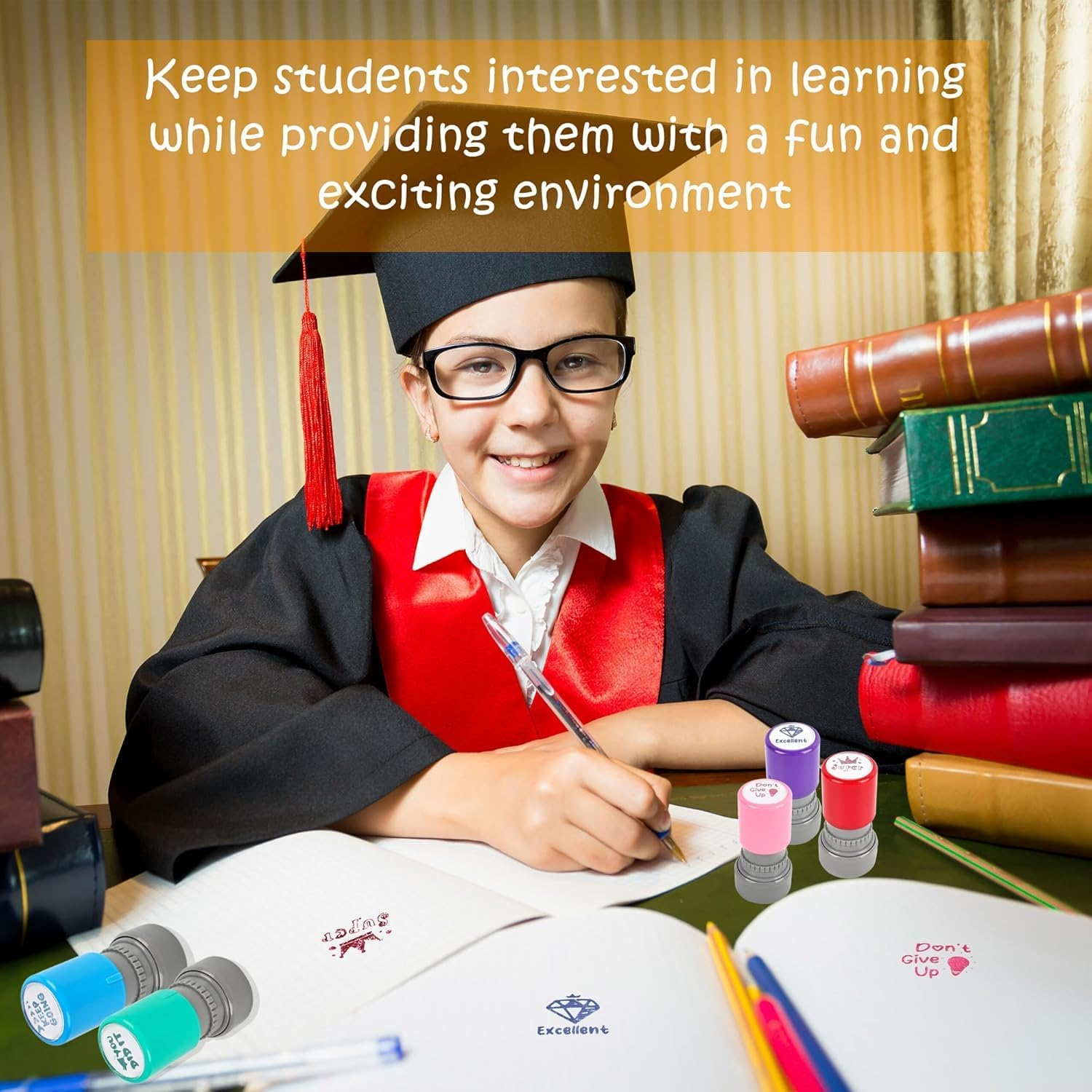 Coehaopikepowerful 12 Pcs Teacher Stamps Self Inking Stamp for Classroom image number 4