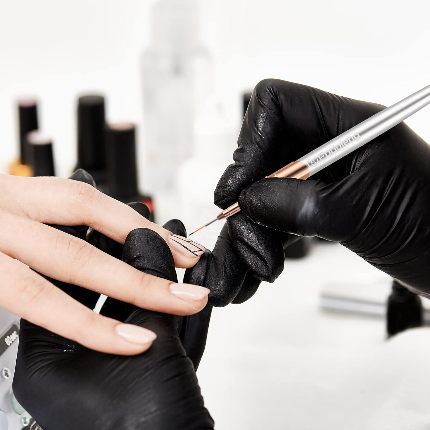 Nail Art Brushes, 6Pcs Nail Design Brushes for Different Lines and Detail Patterns Nail Brushes for Nail Art Salon or Home Use(5/7/9/11/15/25Mm) - Pink2 image number 2