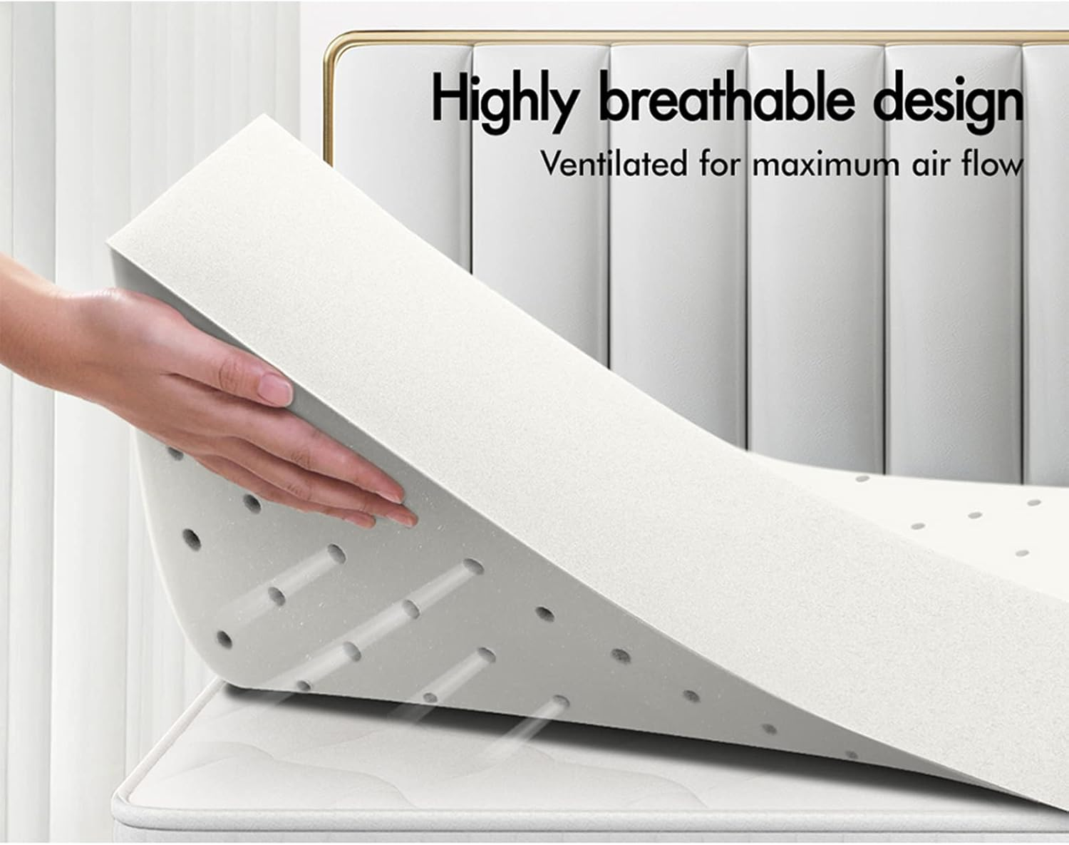 STARRY EUCALYPT Memory Foam Mattress Topper, 60D Foam Bed Topper with Bamboo Fabric Cover Beddings, Highly Breathable Bedding Floor Mat Pad(Single 8Cm Thick Ventilated) image number 5