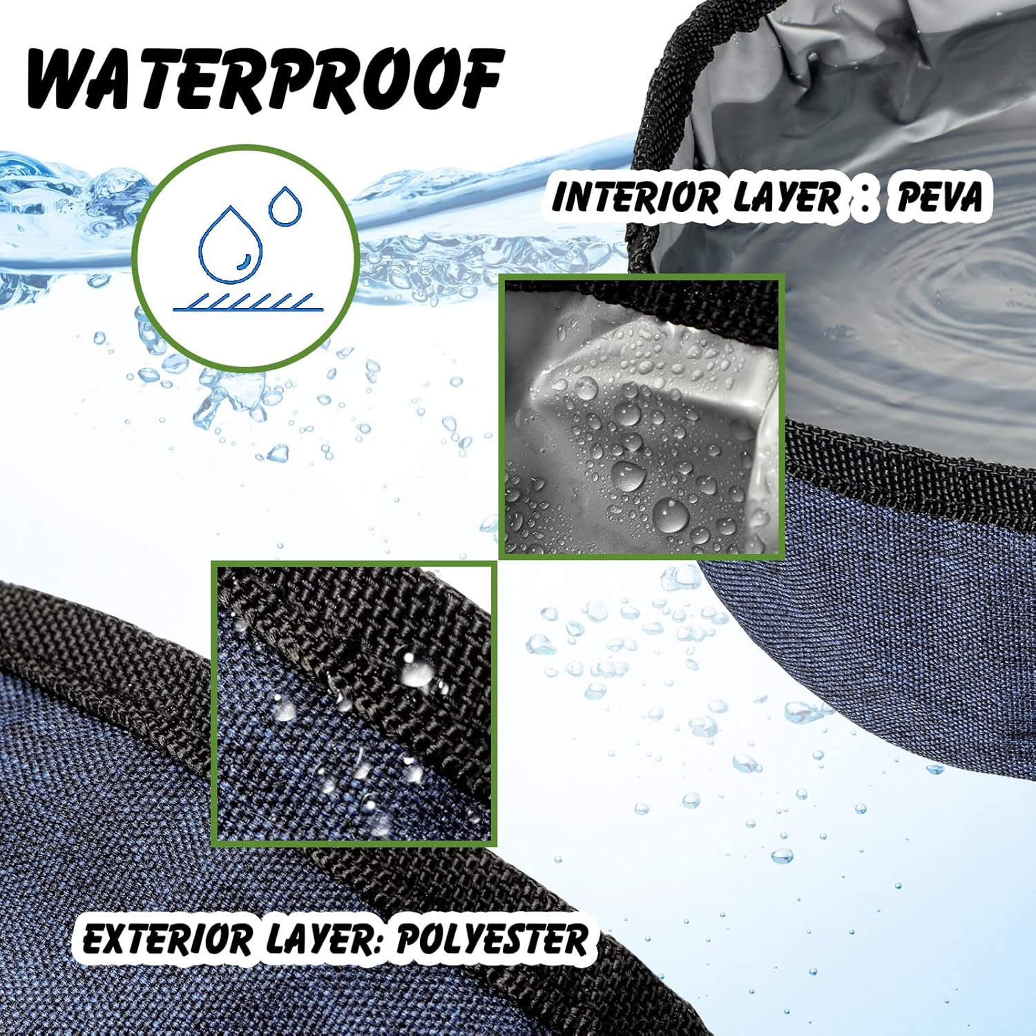 Meanplan 2 Pack Portable Dog Bowls Foldable Travel Dog Dish Portable Puppy Water and Food Bowl Pet Hiking Accessories for Small and Large Pets(Camo Green, Dark Blue,40 Oz) image number 6