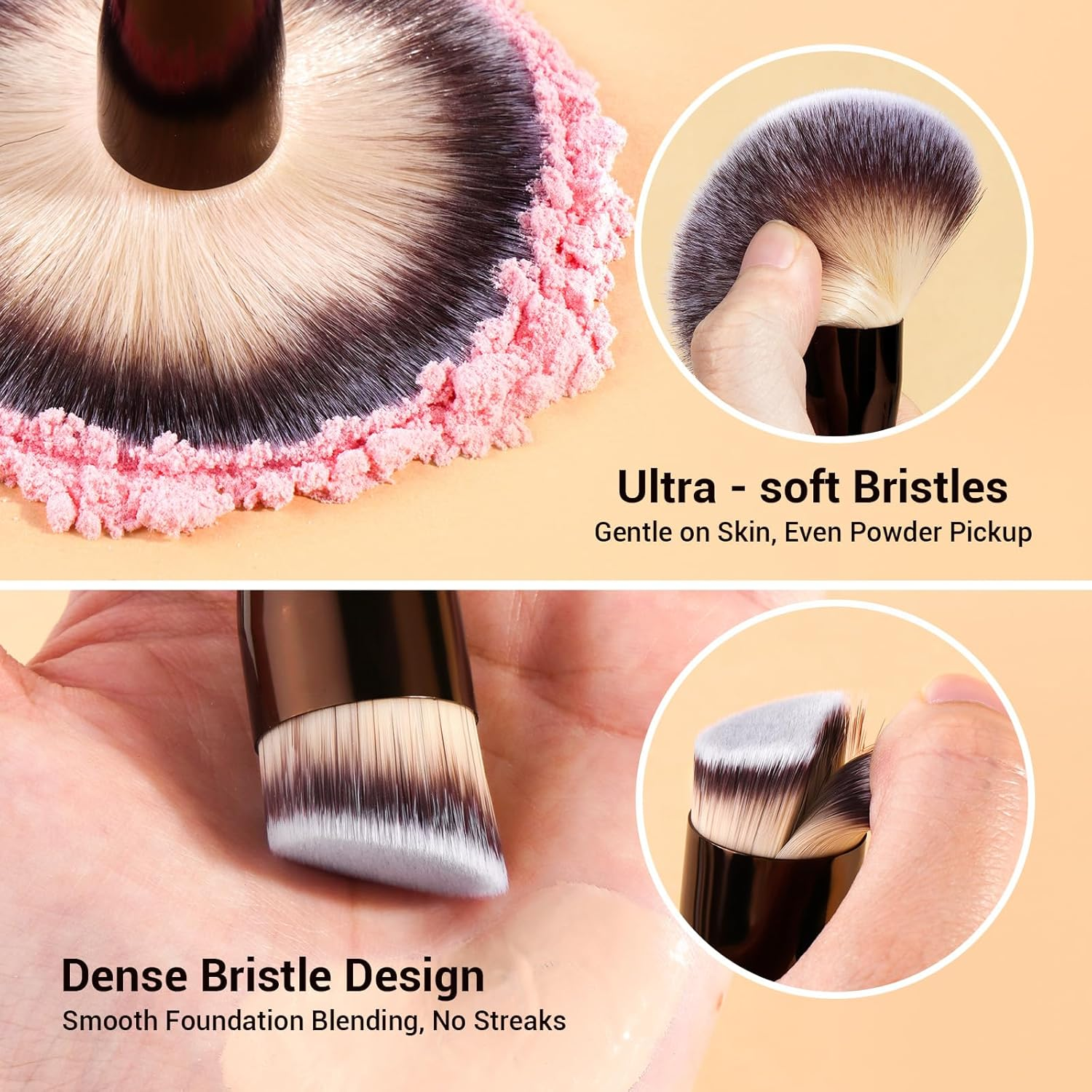 MAANGE Luxury 5 Piece Coffee Gold Makeup Brush Set - Dual Ended Professional Foundation & Eyeshadow Brush with Travel Bag | Premium Gift for Women - 8 Pcs image number 5