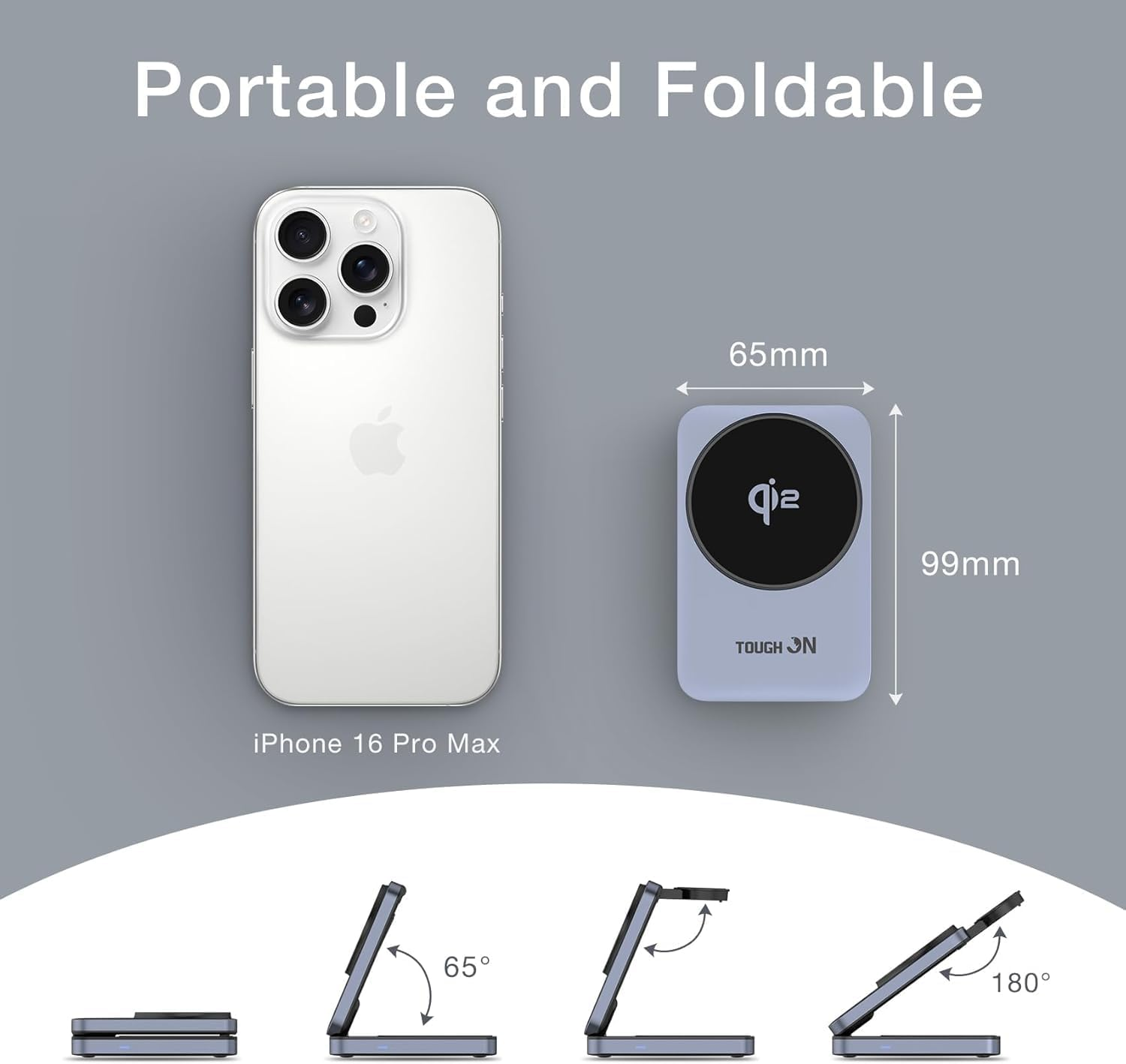 TOUGH on Qi2 3 in 1 Wireless Charging Station for Apple, Qi2 15W Wireless Charger for Iphone, Compatible Magsafe Wireless Charger Stand for Multiple Devices Iphone 16/15/14/13/12, Apple Watch, Airpods image number 6