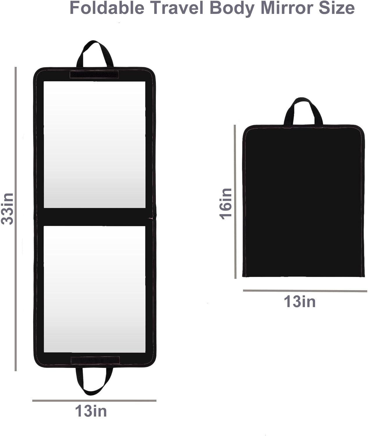 LPHUMEX Foldable Full Length Travel Mirror &ndash; 33&rdquo; Portable Shatterproof Hanging Mirror, Folding Full Length Travel Makeup Mirror for Camping, RV & Small Spaces - Black image number 4