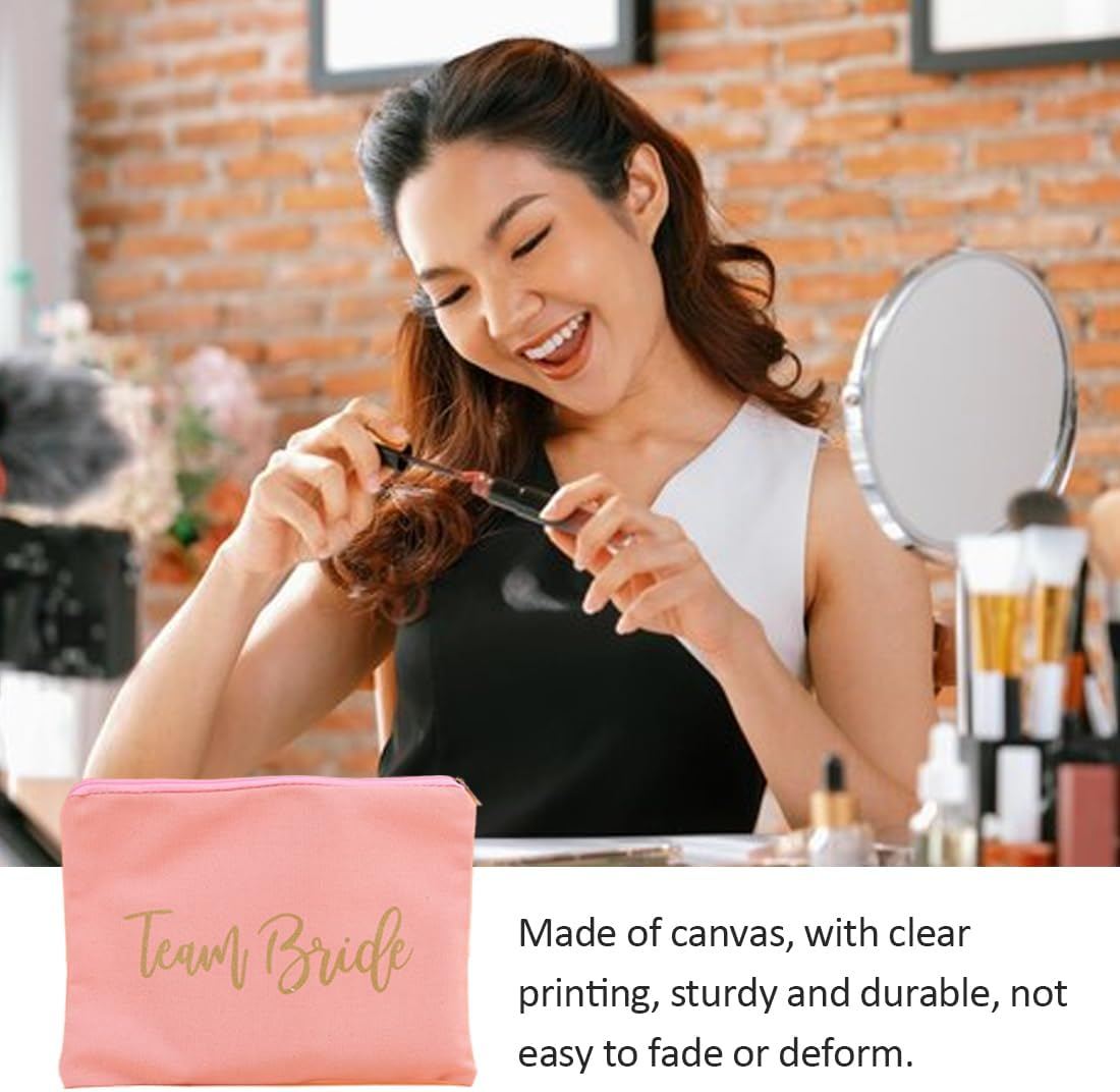 OUDQFCJ Bridal Gifts Hen Party Accessories Linen Bride Make up Bag Party Bag Bridal Shower Hen Night Bride Decoration Cosmetic Bag for Wedding Engagement image number 2