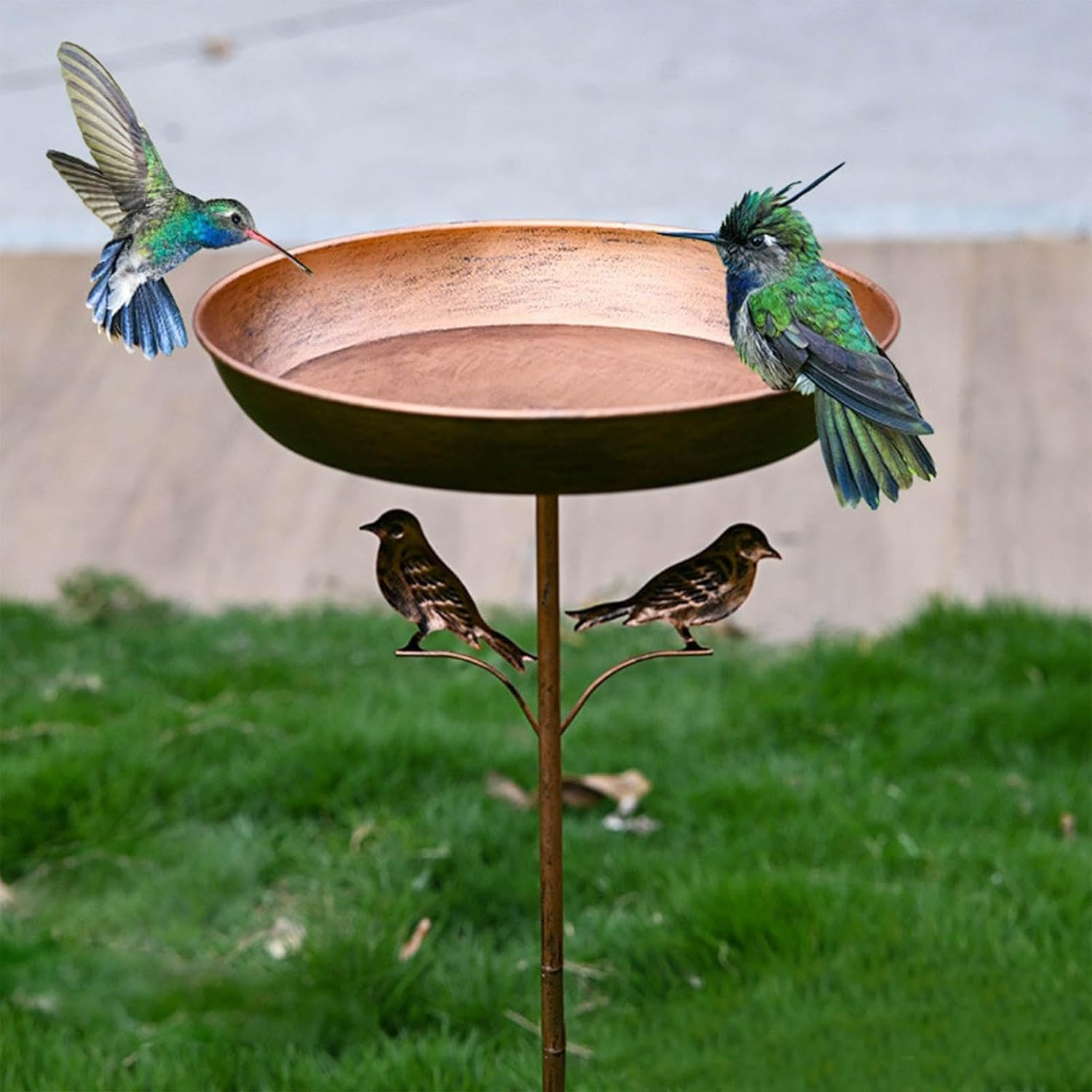 Metal Bird Bath Bowl, Vintage Freestanding Birdbath, outside Heavy Duty Garden Birdfeeder Stake Decoration, Sturdy Garden Birdbath, for Outdoors Patio Yard Lawn Wild Bird Watcher Bird Lovers image number 6