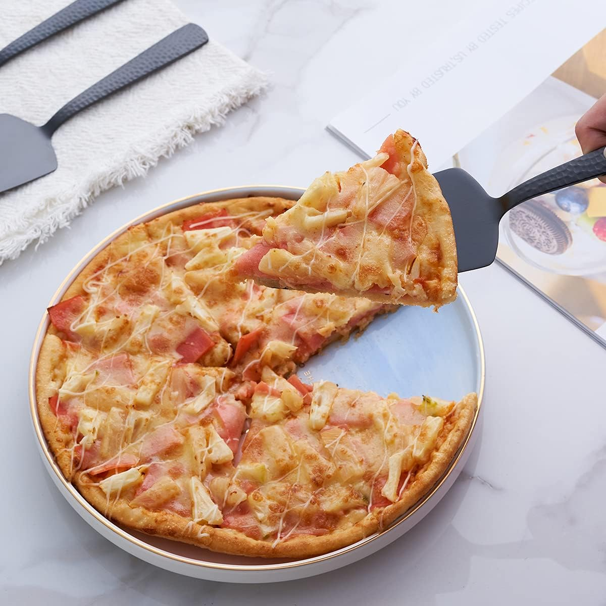 FULLYWARE Matte Black Cake Pie Server, 9.4-Inch Stainless Steel Heavy Duty Pizza Spatula, Satin Finish, Set of 3 image number 6