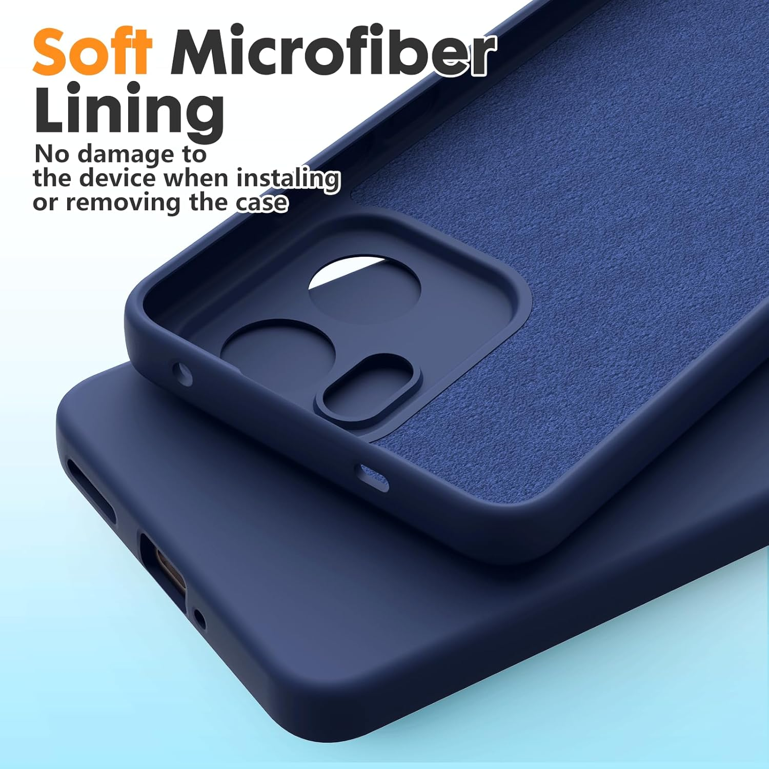 Ikziwreo Case for OPPO Reno 13 FS 5G/OPPO Reno 13 F 5G/4G, with 2 Pack Tempered Glass Screen Protector, Soft Silicone Rubber Anti-Shock Case - Midnight Blue image number 6