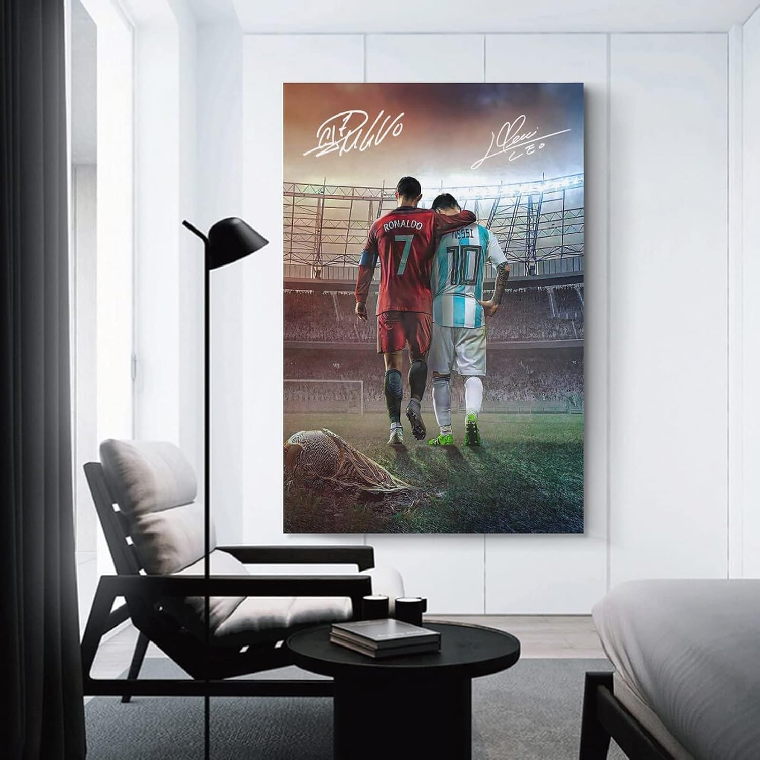 Messi Ronaldo Poster Wall Art Canvas Print Poster Home Bathroom Bedroom Office Living Room Decor Canvas Poster Unframe: 16X24Inch(40X60Cm) image number 4