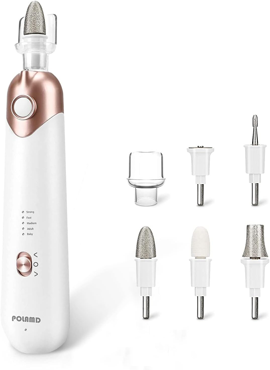 POLAMD Portable Electric Nail Drill,Manicure Pedicure Kit, File Set,Cordless Drills Machine, 5 Speeds Hand Foot Care Tool for Home Salon Use(White) ,1.0 Count image number 1