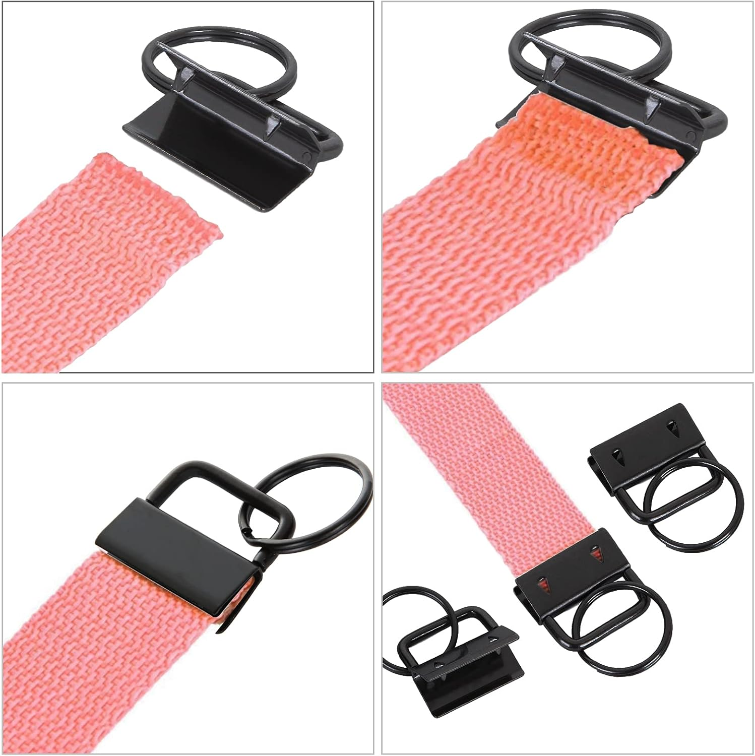 ZIQI 1 Inch Key Fob Hardware with Key Rings, 60Pack Black Wristlet Key Chains Hardware for Keychain Wristlet Strap, Key Lanyard and Key Chain for Making Hardware Supplies