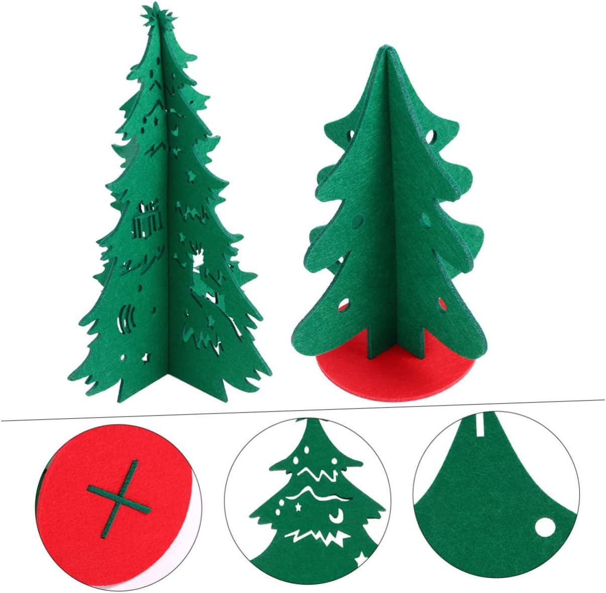 2Pcs Fake Christmas Tree Ornament Creative Party Xmas Adornment Decorative Tree Shape Christmas Decor Simulated Ornament for Indoor Window Table Party Decorations image number 2