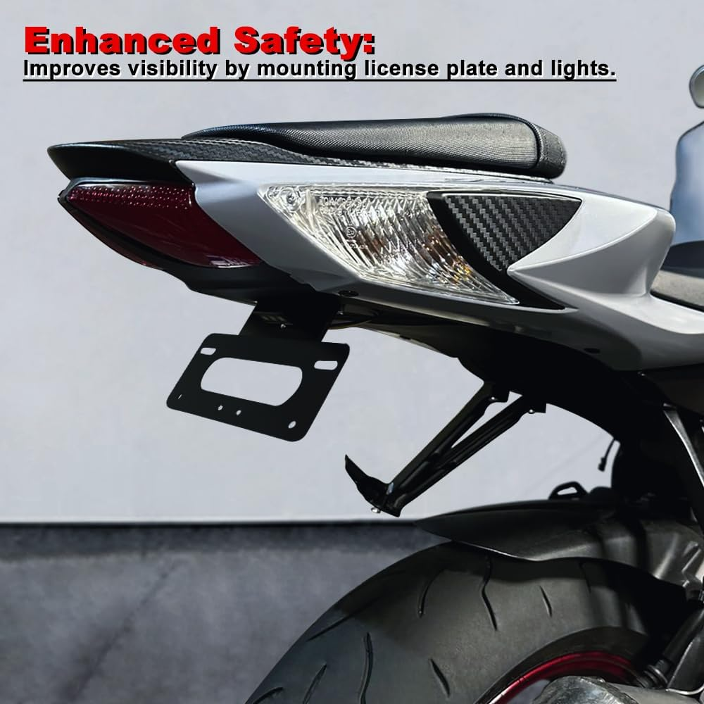 GSXR600 GSXR750 Fender Eliminator, Tail Tidy, for SUZUKI GSXR 600/750 L1 2011-2019, with Led License Plate Light (Black) image number 5