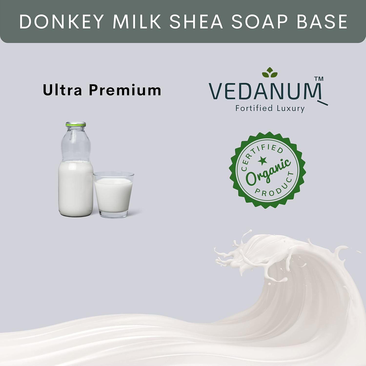 VEDANUM Natural Donkey Milk Concentrate Ultra Premium Soap Base with Shea Butter - 1 KG ( Sulphate and Paraben Free) image number 2