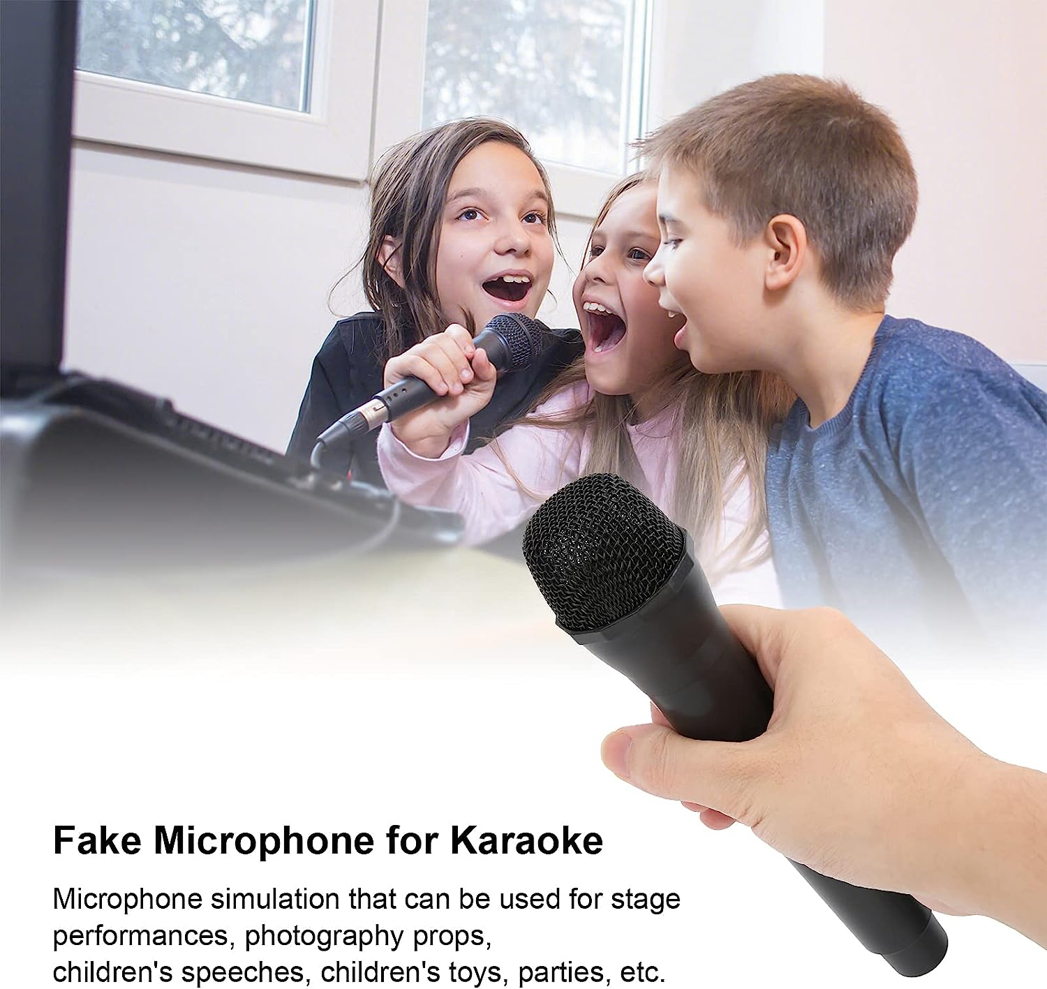 Plastic Prop Mic, Highly Simulated Mini Microphone Toy for Stage Performances, Photography Props, Children'S Speeches, Parties (Black) - Silver image number 5