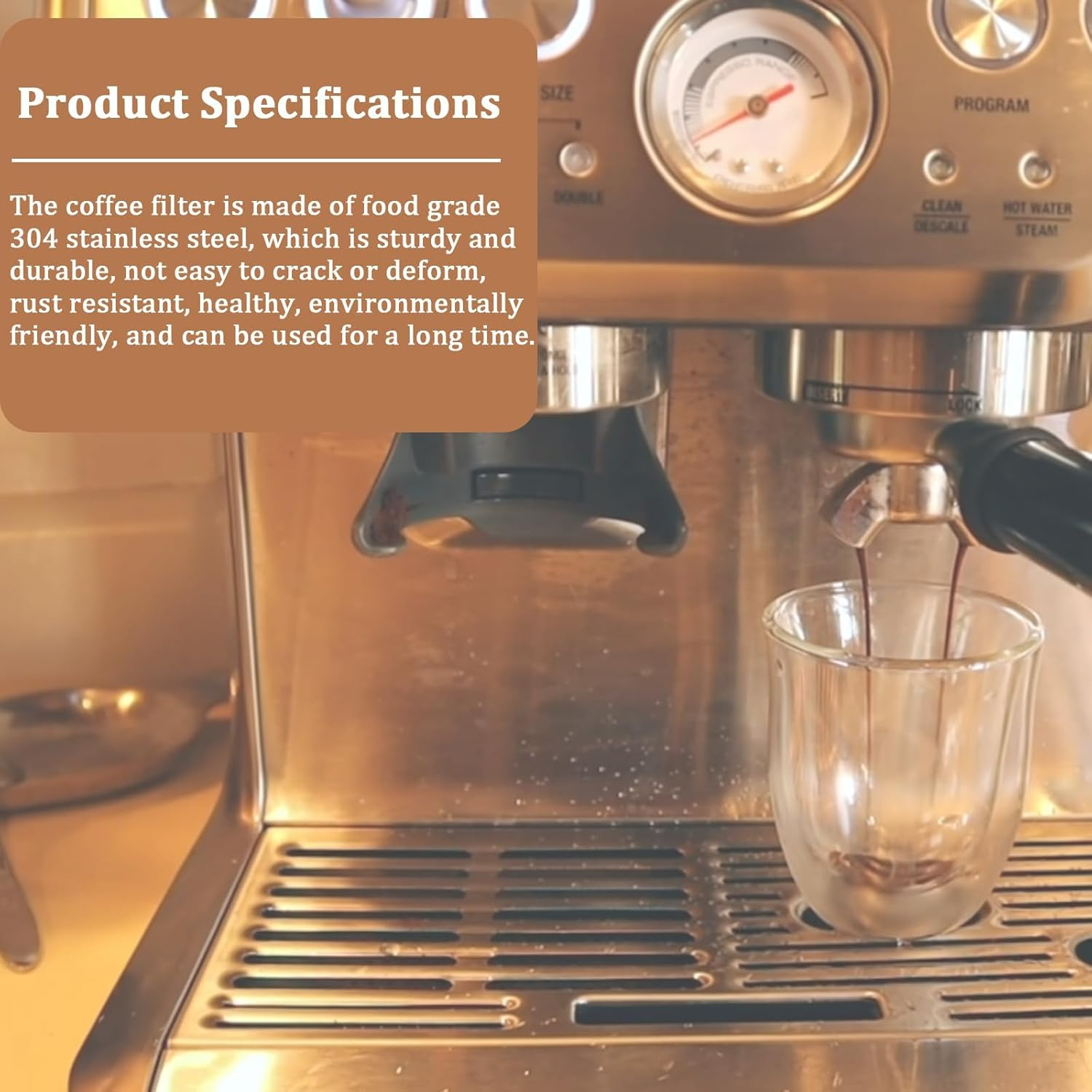 54Mm Non-Pressurized Filter Basket for Breville Portafilter, Single Cup Sieve, 10 Grams Powder Capacity, Replacement Coffee Filter