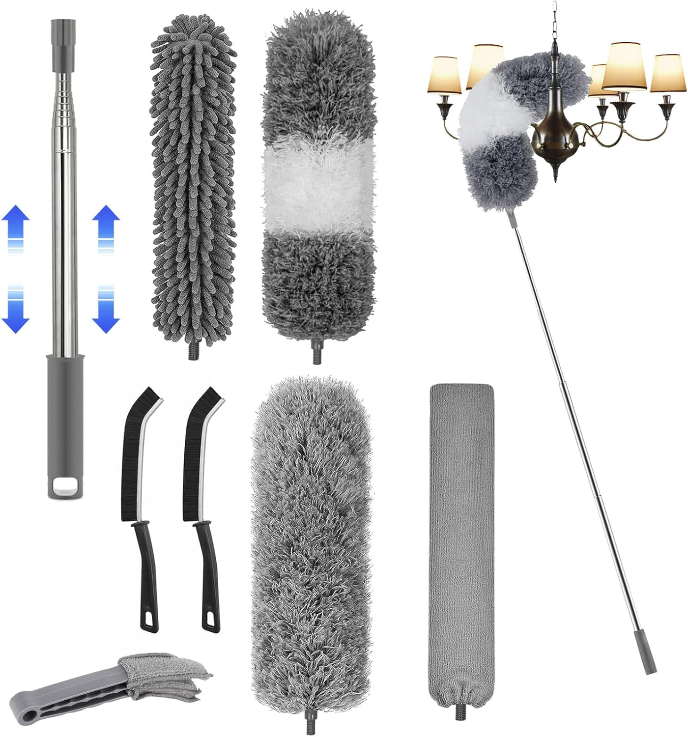 Viitech Washable Telescopic Duster Pack of 6 Long Extendable up to 2.8 M Telescopic Duster Washable for Gaps Blankets Cobwebs