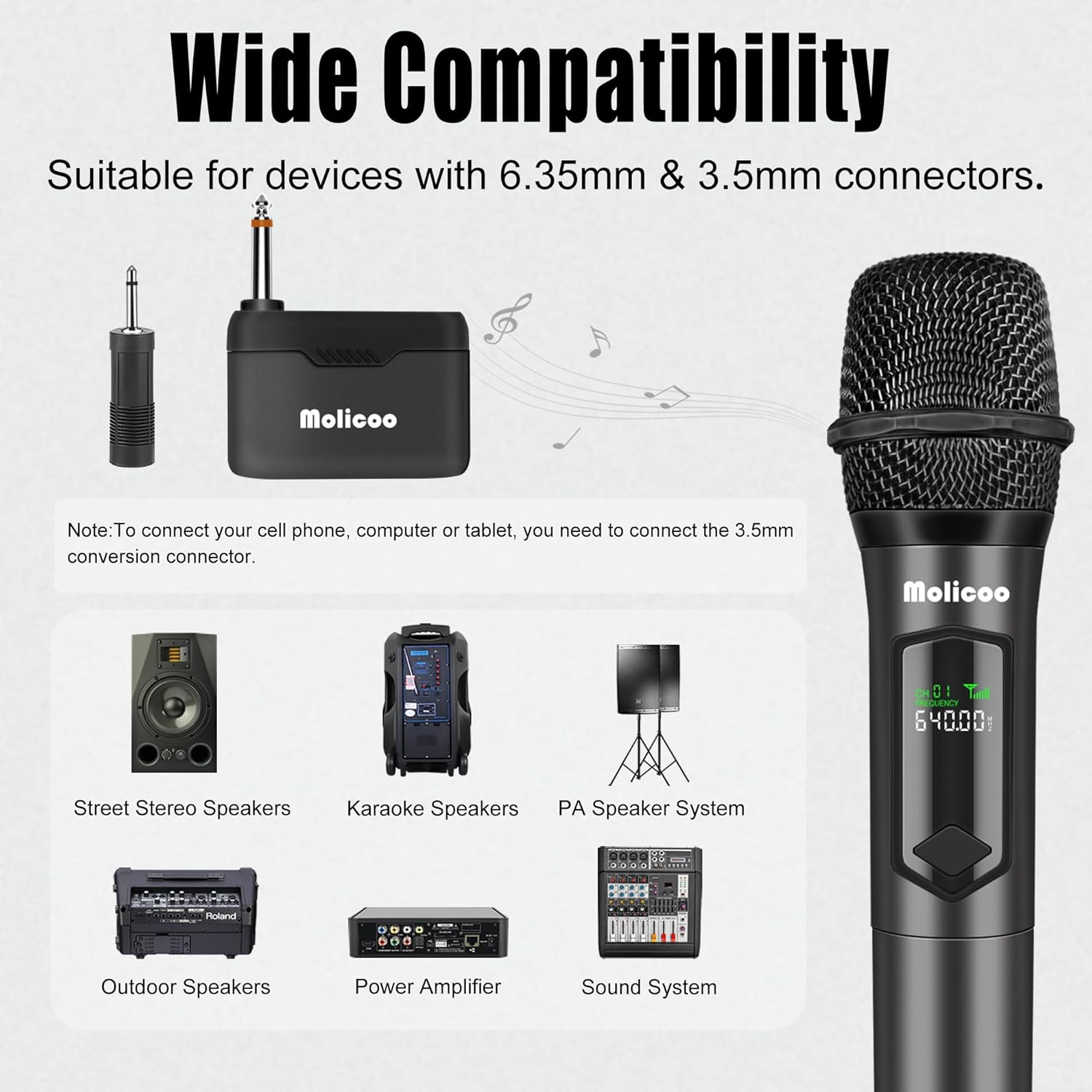 Wireless Microphone,Professional Handheld Wireless Dynamic Microphone System with Rechargeable Receiver 160 Ft,Karaoke Microphone Kit for Singing,Karaoke,Wedding,Dj,Party,Speech,Church,Pa,M50 image number 4