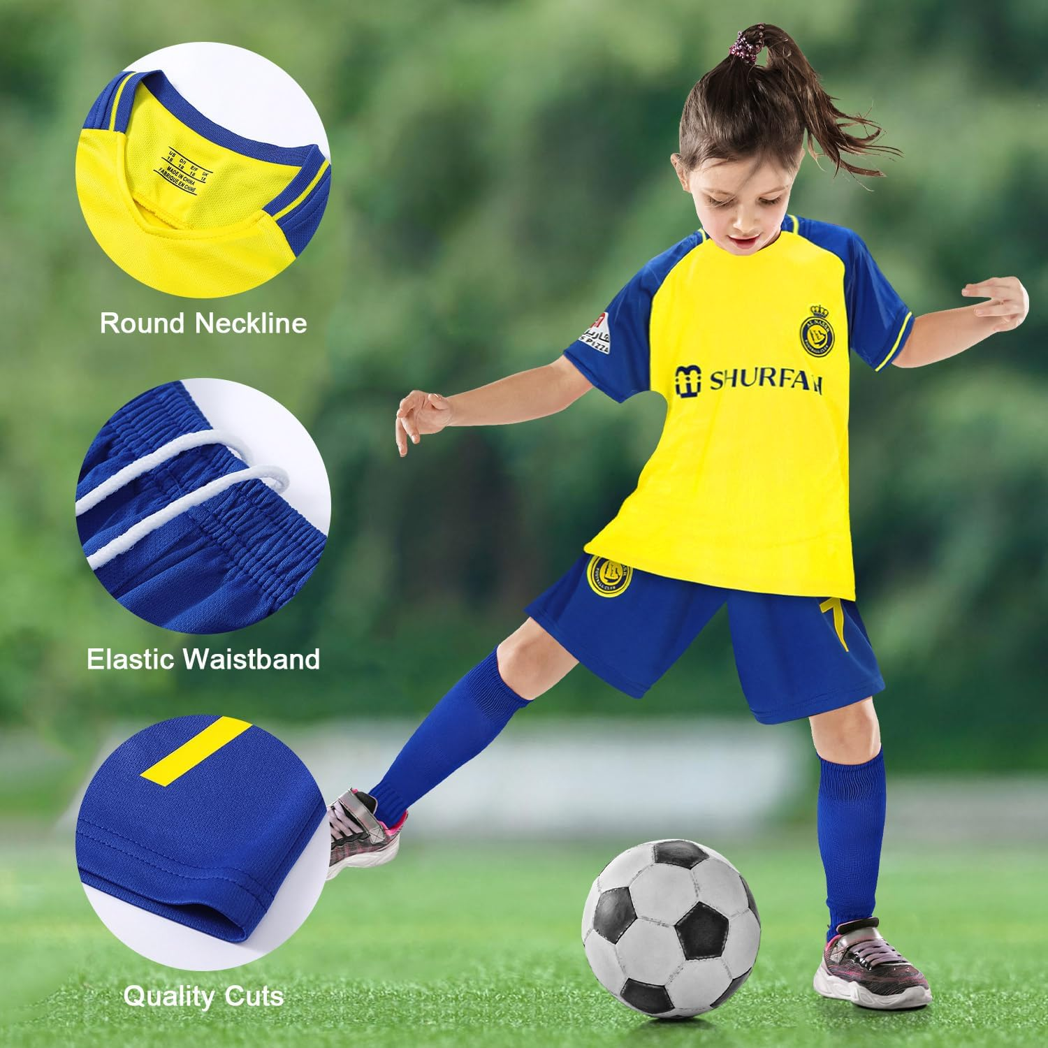 Slowton Soccer Jersey for Youth - 3PCS Kid T-Shirt Trunks Socks Soccer Shirt Set, #7Jersey Youth Kid Sizes, Football Sportswear Uniforms Suit，9 Years image number 4