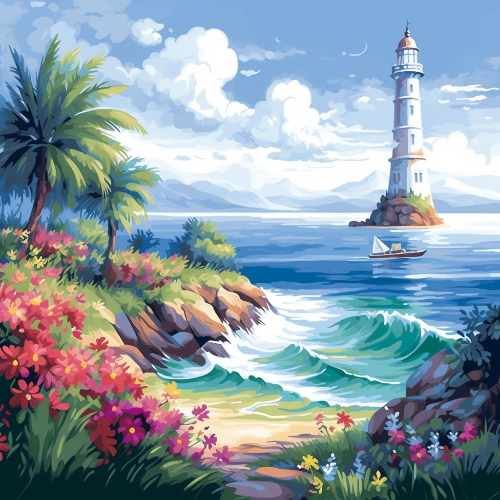 HONGYA ART DIY Paint by Numbers－Diy Adult Paint by Numbers Kits for Adults,Adult Painting Kits on Canvas Landscape for Living Room, Bedroom, Office 20X16''(Ld-5) image number 4