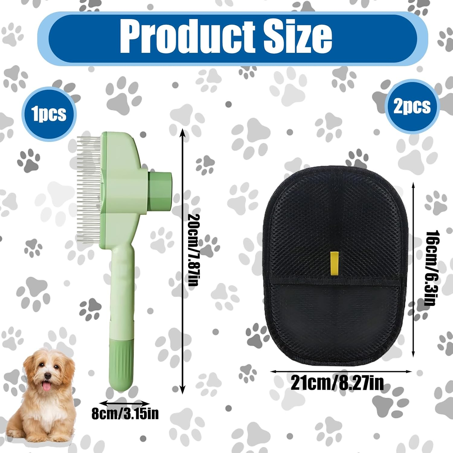 2PCS Pet Hair Remover Glove with Comb, Electrostatic Pet Hair Removal Glove for Dog Cat Grooming, Furniture and Car Seat Cleaning, Black Deshedding Gloves with Green Comb, Dog Washing Gloves image number 1