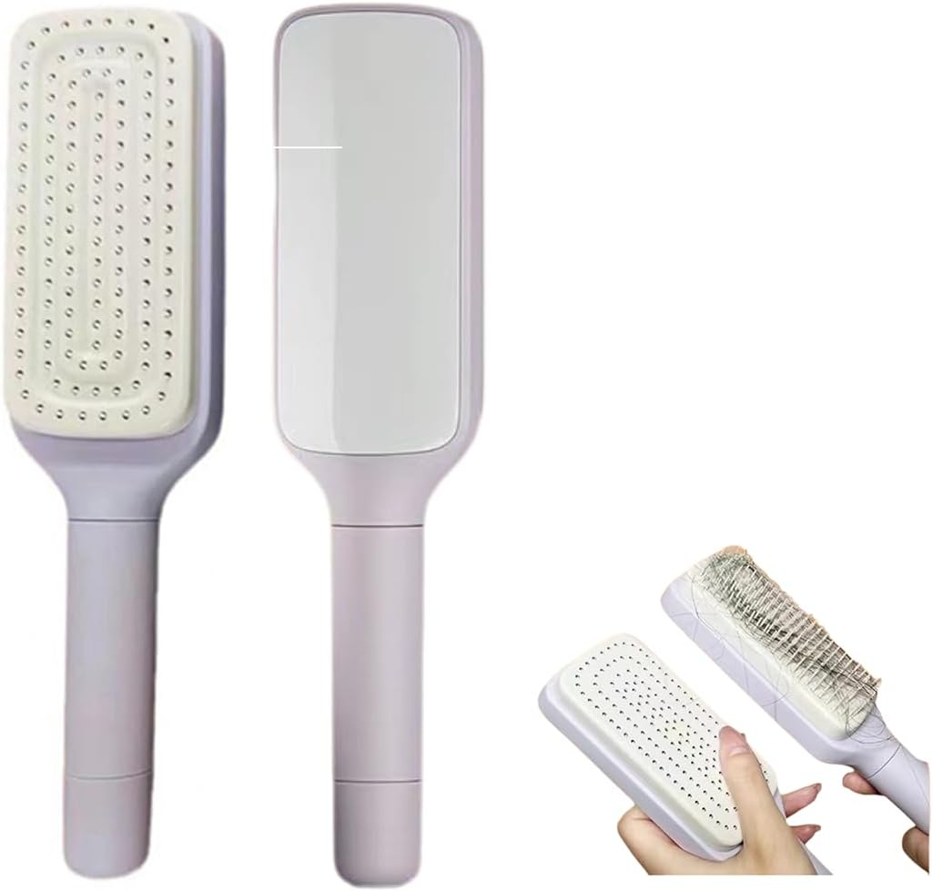 Self Cleaning Hair Brushes, Easy Clean Hair Brush with Retractable Bristles, anti Static Massage Comb Brush for Effortless Hair Removal and Cleaning image number 3